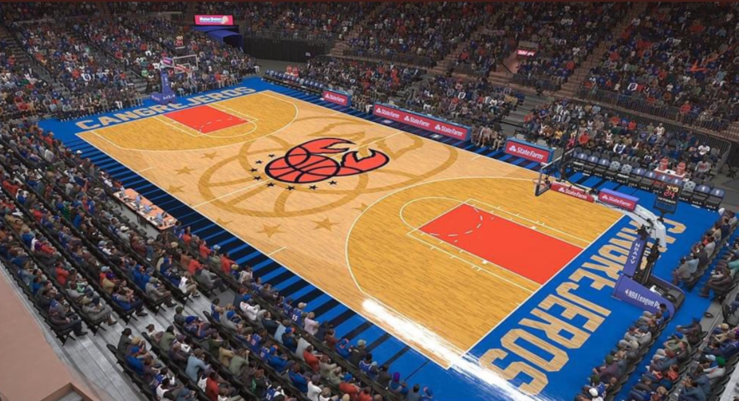 La cancha de los Cangrejeros de Santurce en el videojuego NBA 2K24.