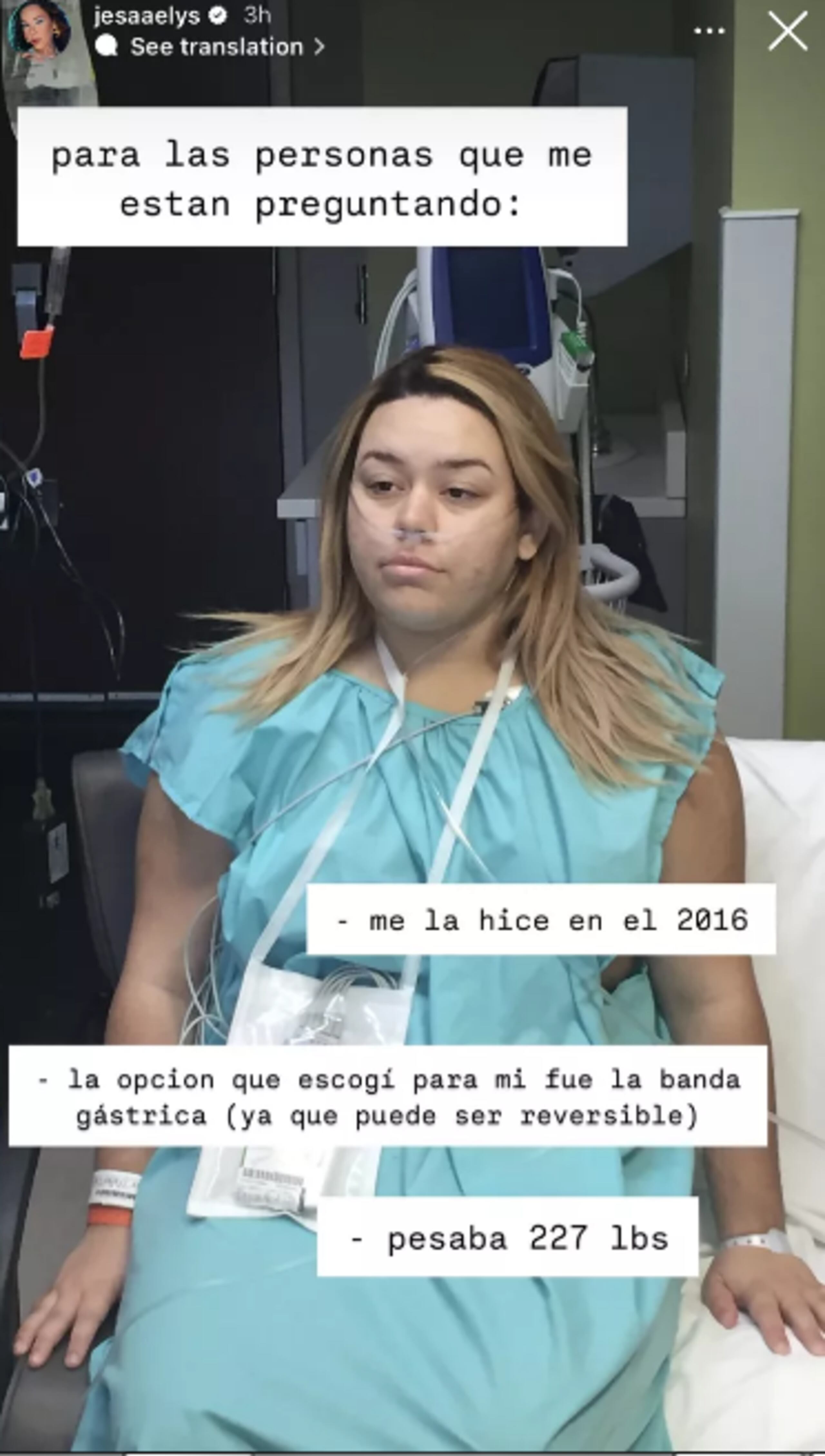 "Pesaba 227 libras", compartió la creadora de contenido.