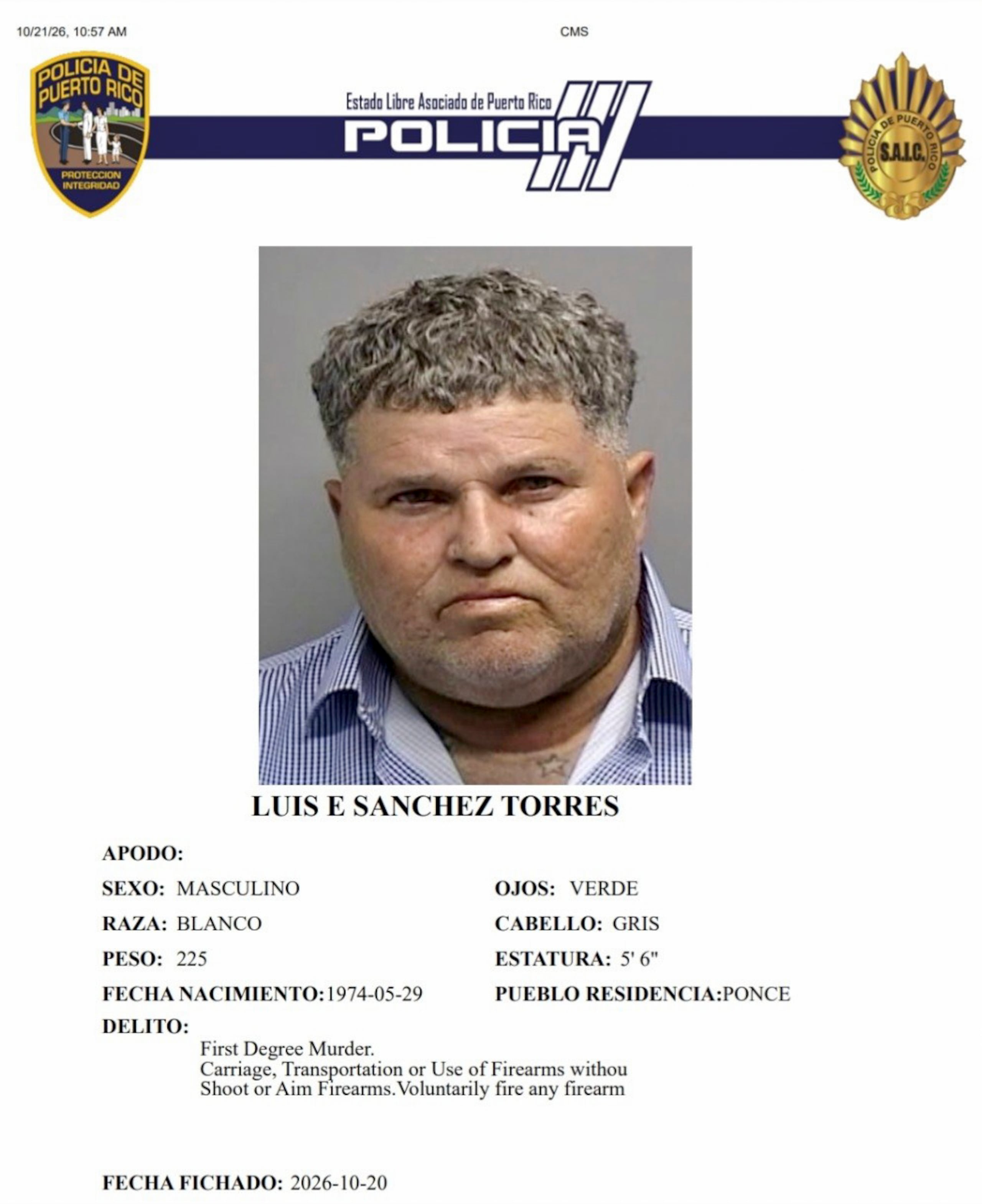 Luis E. Sánchez Torres, enfrenta cargos criminales por el presunto asesinato de una persona sin hogar.