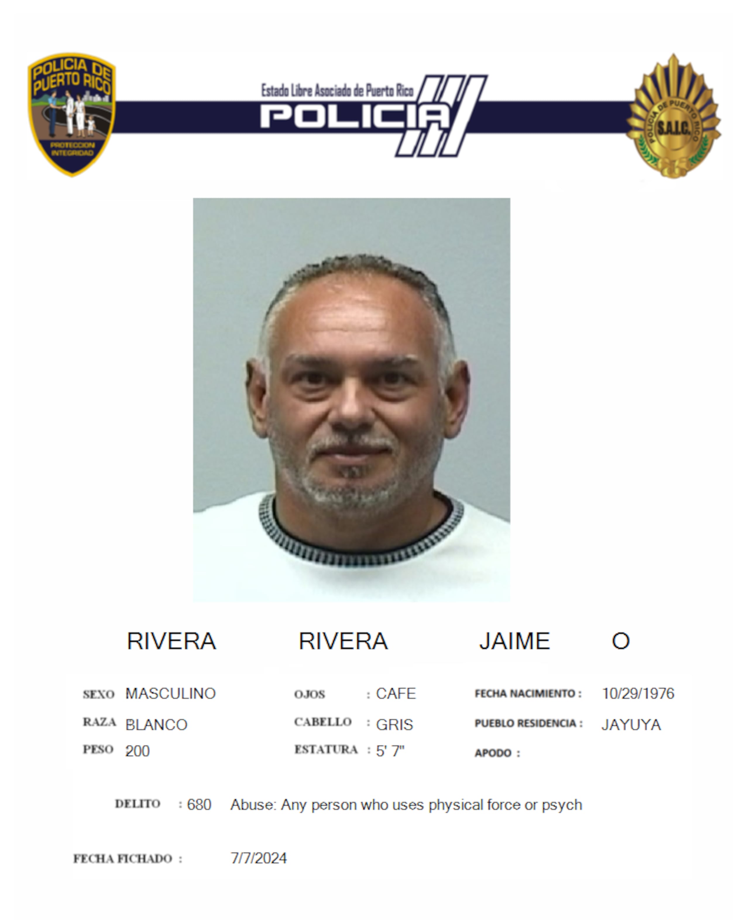 Jaime O. Rivera Rivera enfrenta un cargo de maltrato contra su expareja.