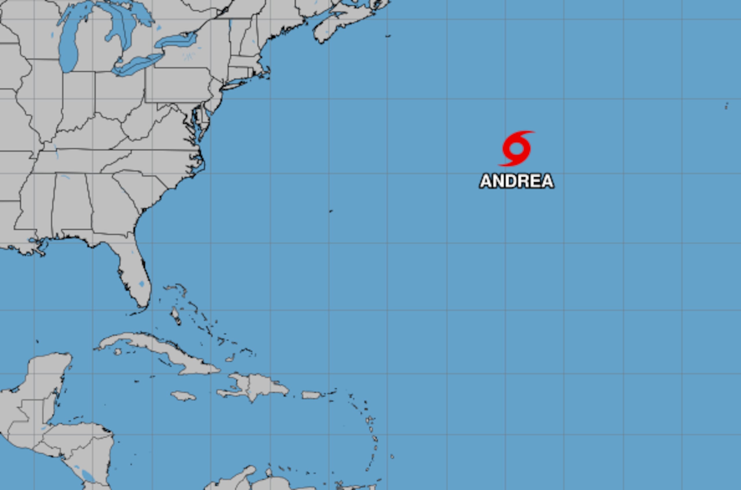 La tormenta tropical Andrea se formó en el Atlántico en 2025 el 24 de junio de 2025.