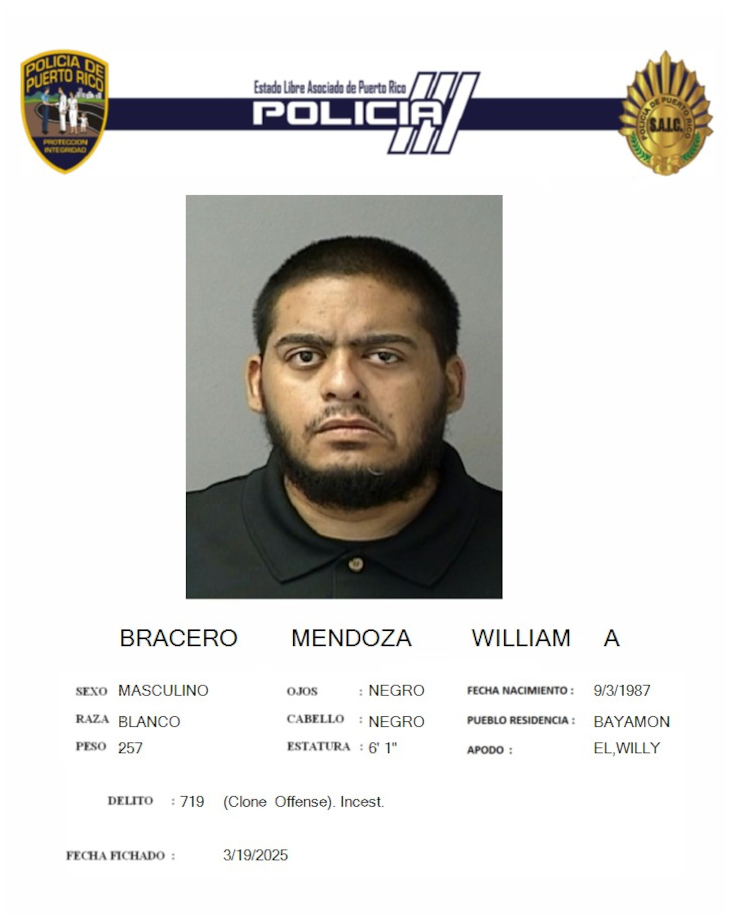 Los hechos que se le imputan a William Bracero Mendoza, habrían ocurrido entre el 2021 y agosto del 2024.