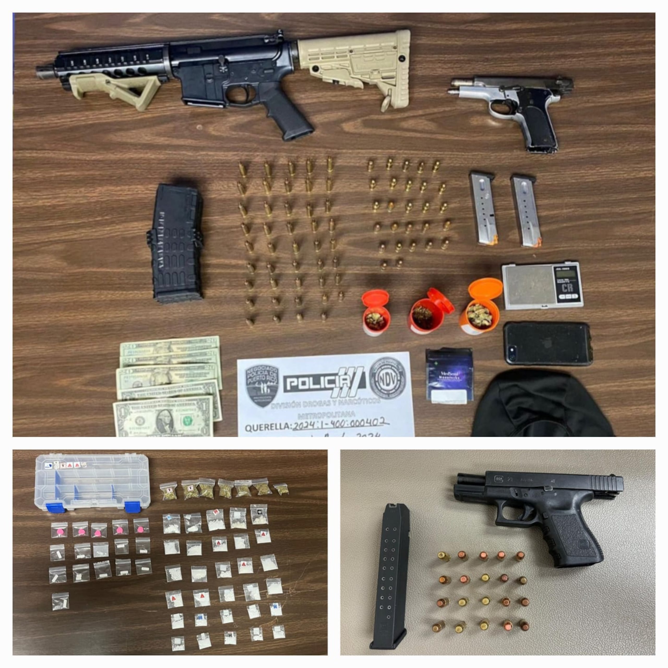 Resultado de intervenciones en San Juan, Santurce y Cupey como parte de las iniciativas del plan 100 X 35 del Negociado de Drogas, Narcóticos, Control del Vicio y Armas Ilegales.