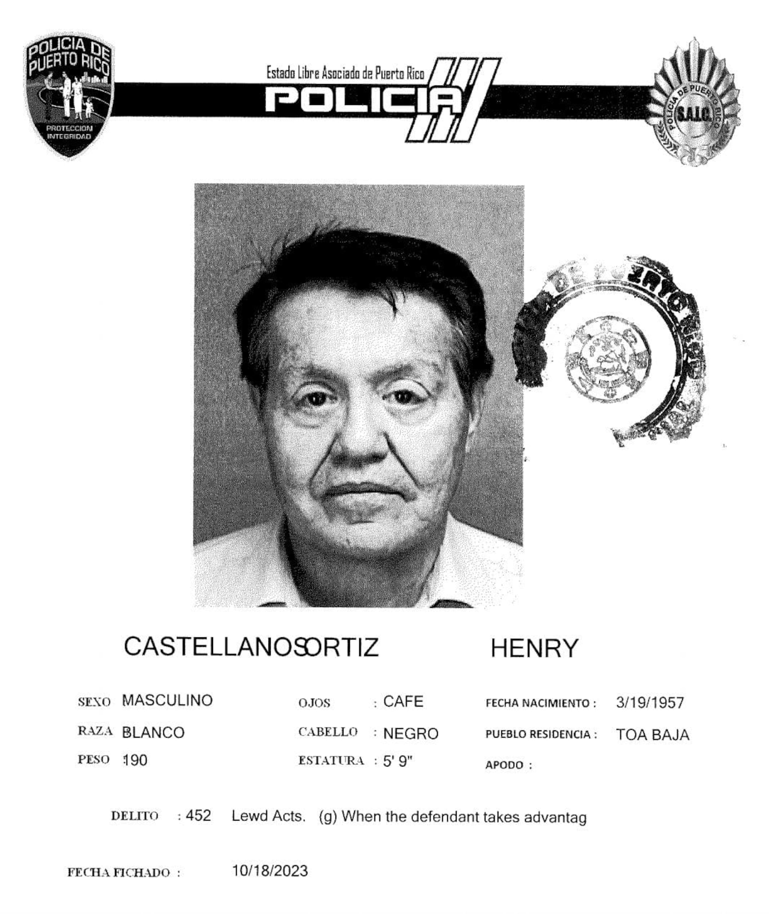 Henry Castellanos Ortiz enfrenta cargos por actos lascivos.