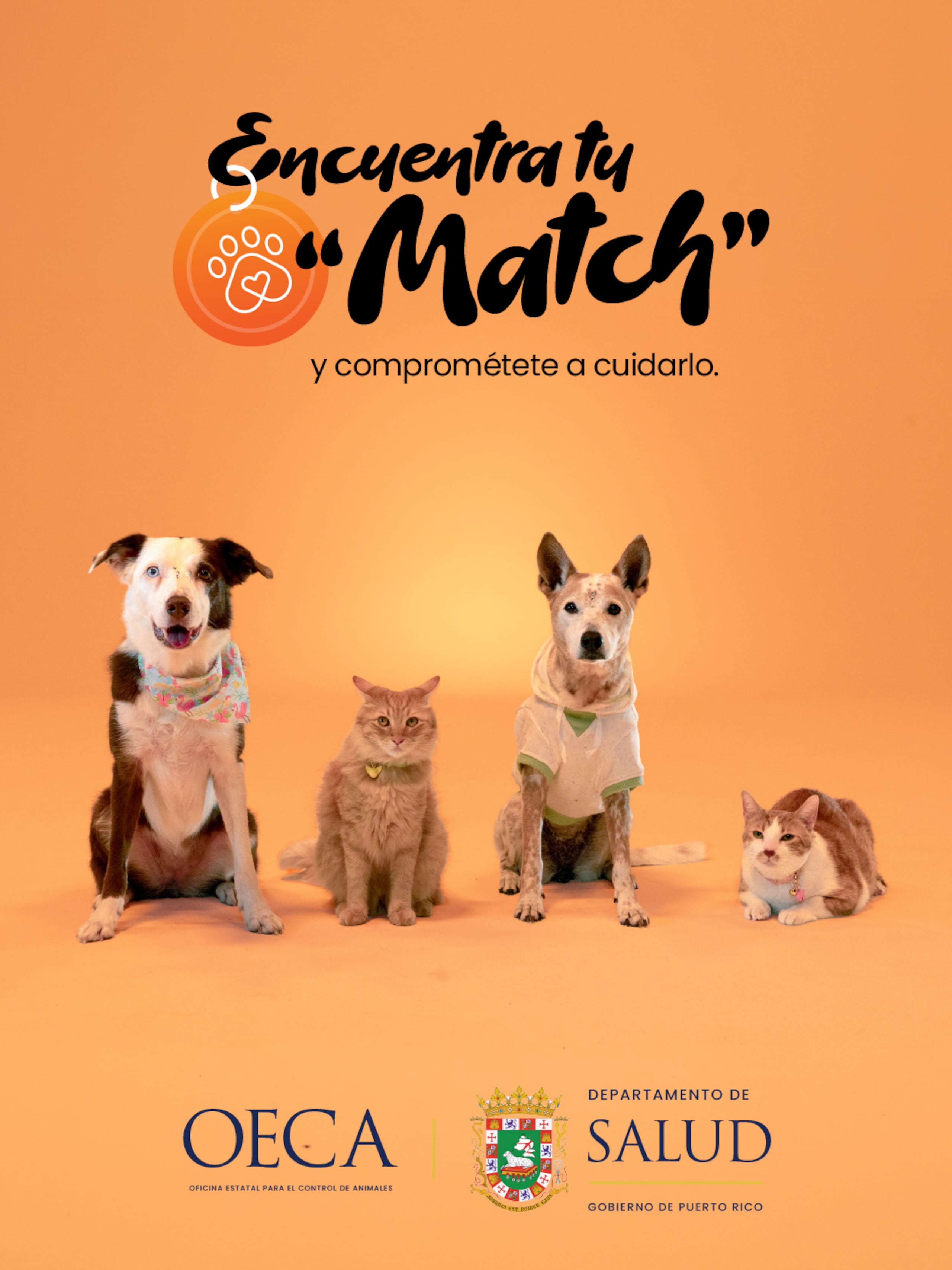 “Encuentra tu ‘match’ y comprométete a cuidarlo” es una iniciativa de la Oficina Estatal para el Control de Animales del Departamento de Salud