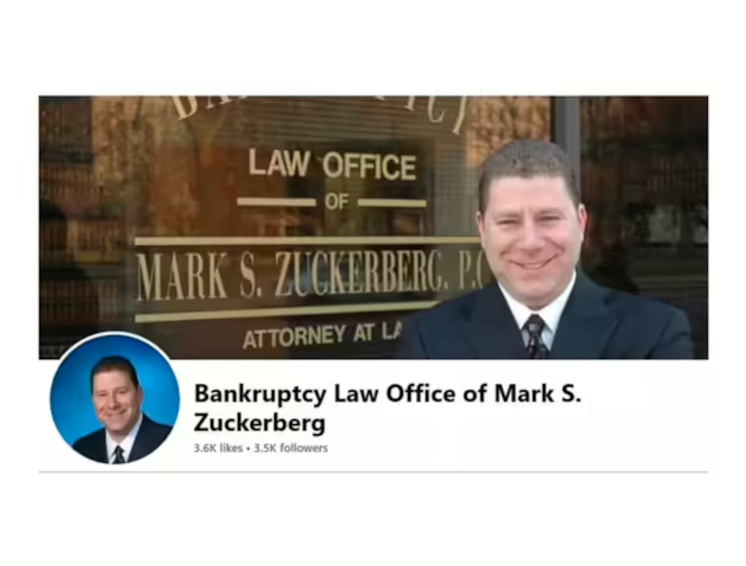 La cuenta de redes sociales del abogado Mark Zuckerberg.