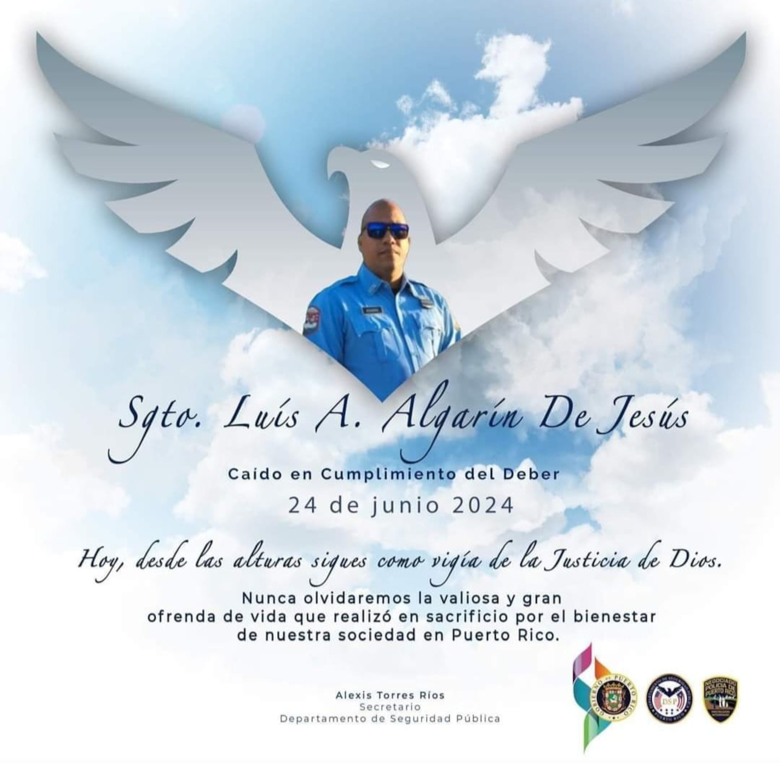 El agente Luis A. Algarín De Jesús llevaba 29 años de servicio en el Negociado de la Policía de Puerto Rico.