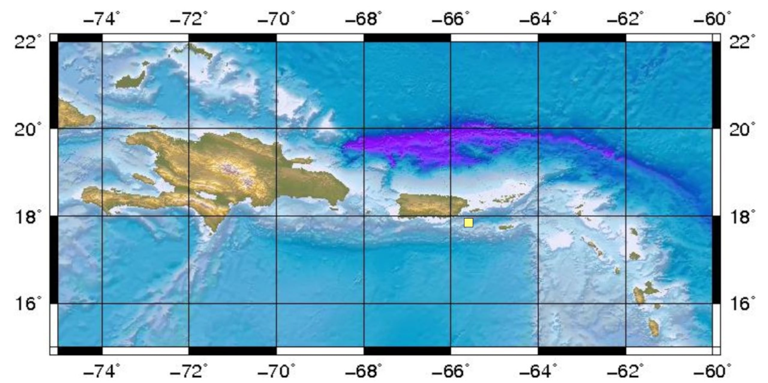 El mapa epicentral que muestra dónde ocurrió el temblor.