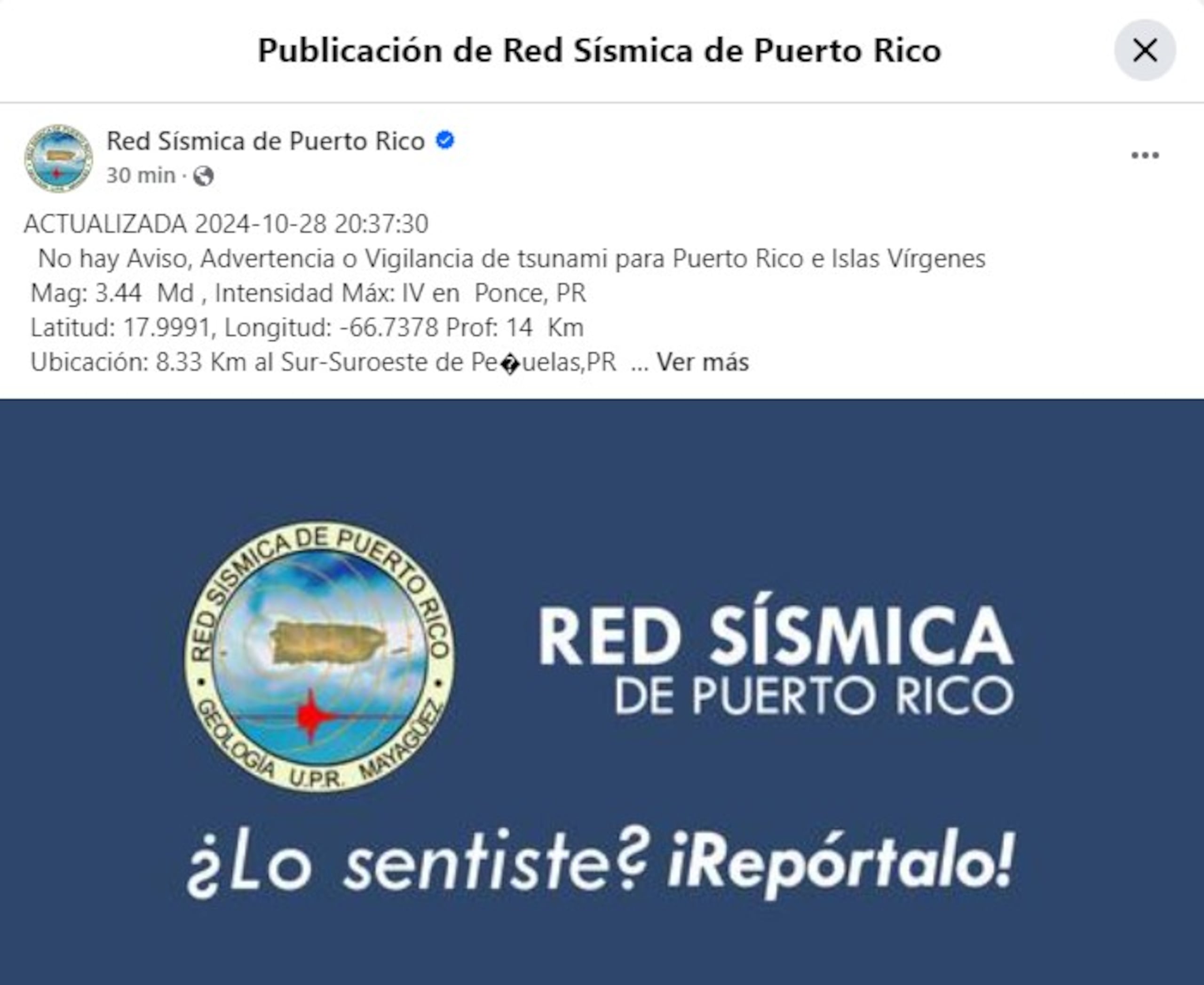 De acuerdo al informe, el temblor, que ocurrió a una profundidad de 14 kilómetros de la superficie, no generó avisos o advertencias de tsunamis.
