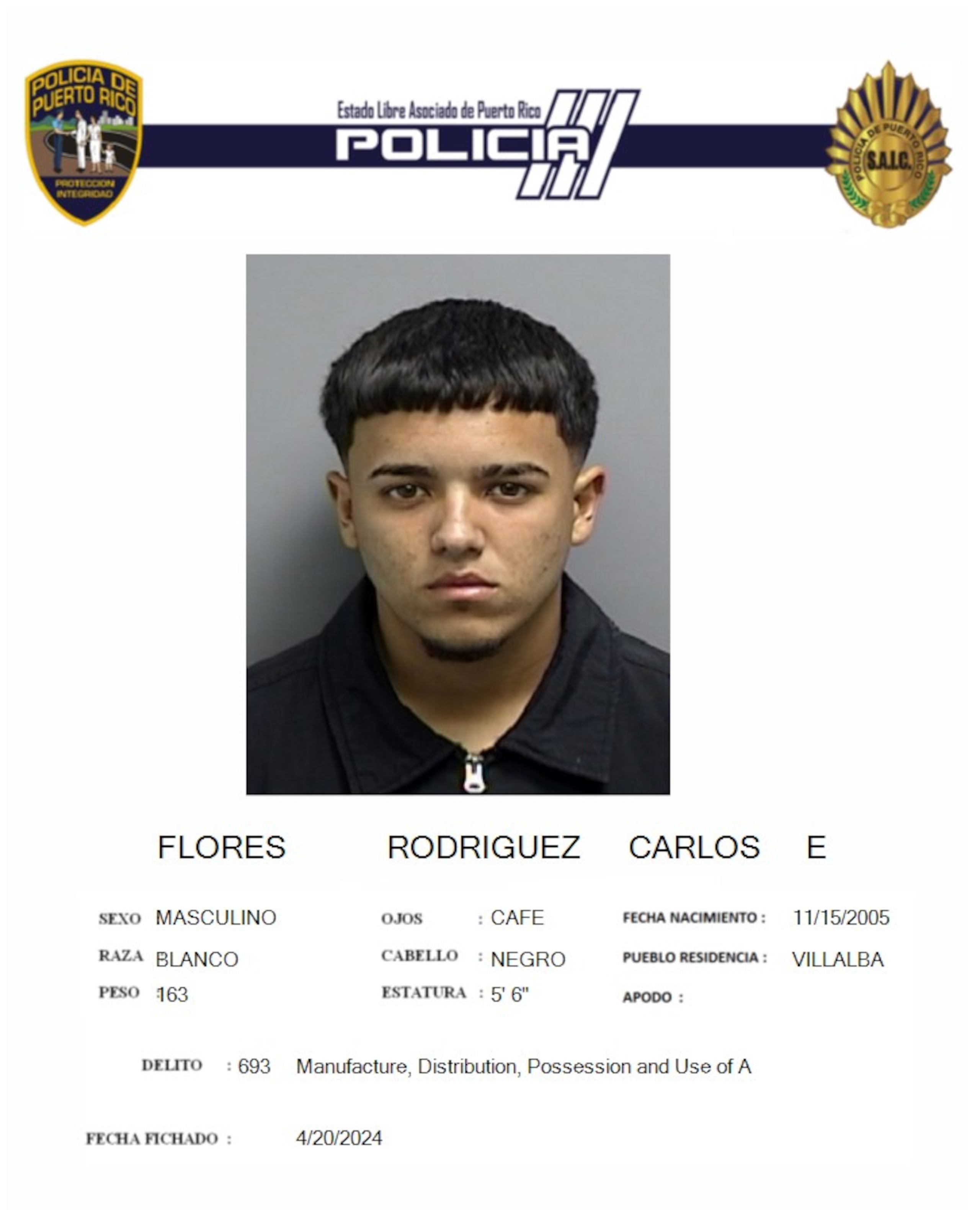 Carlos E. Flores Rodríguez tenía expediente criminal.