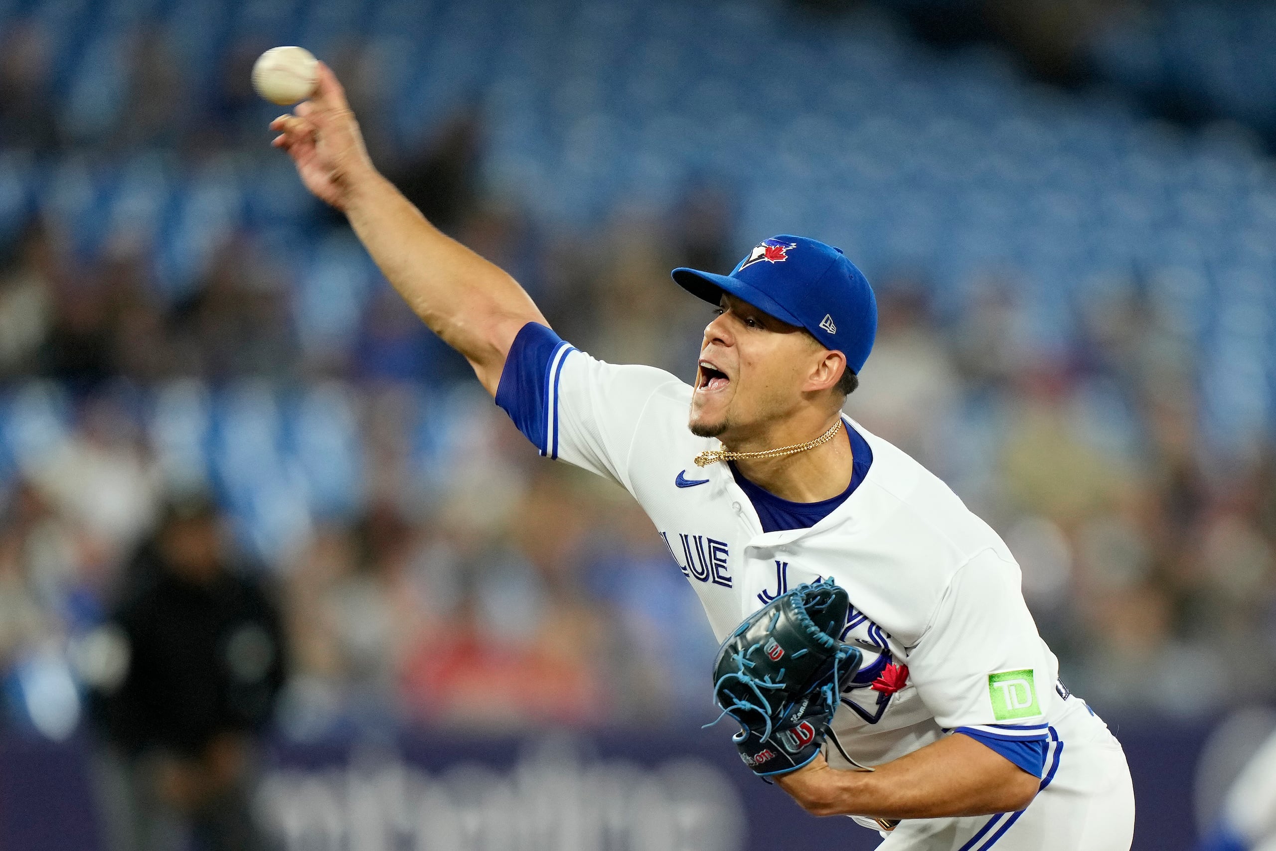 El abridor puertorriqueño de los Blue Jays de Toronto, José Berríos, durante la primera entrada frente a los Yankees de Nueva York.