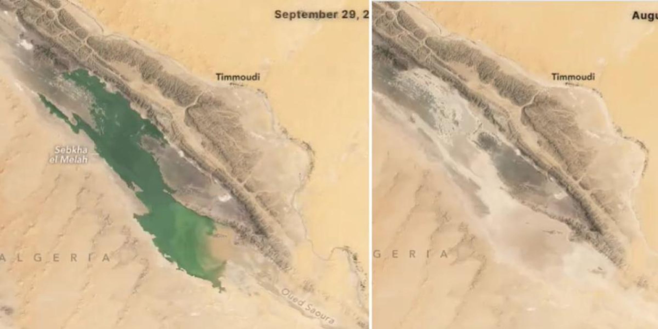 Cuerpos de agua aparecieron en varias áreas del Sahara.