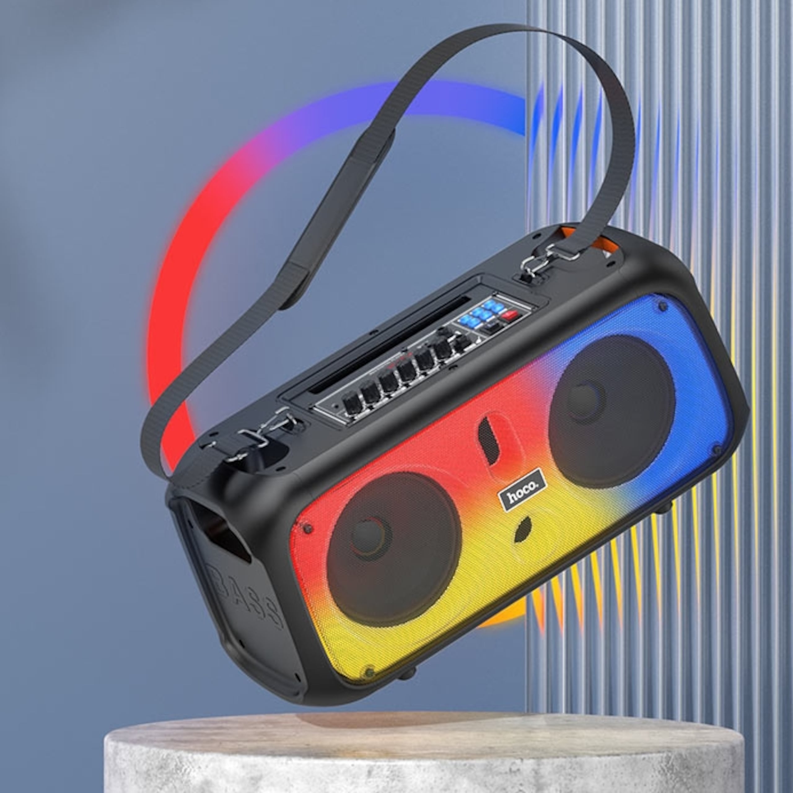 Empieza a cantar y a divertirte en compañía de tus seres queridos con la Hoco Bs54 Altavox Party Bluetooth.
