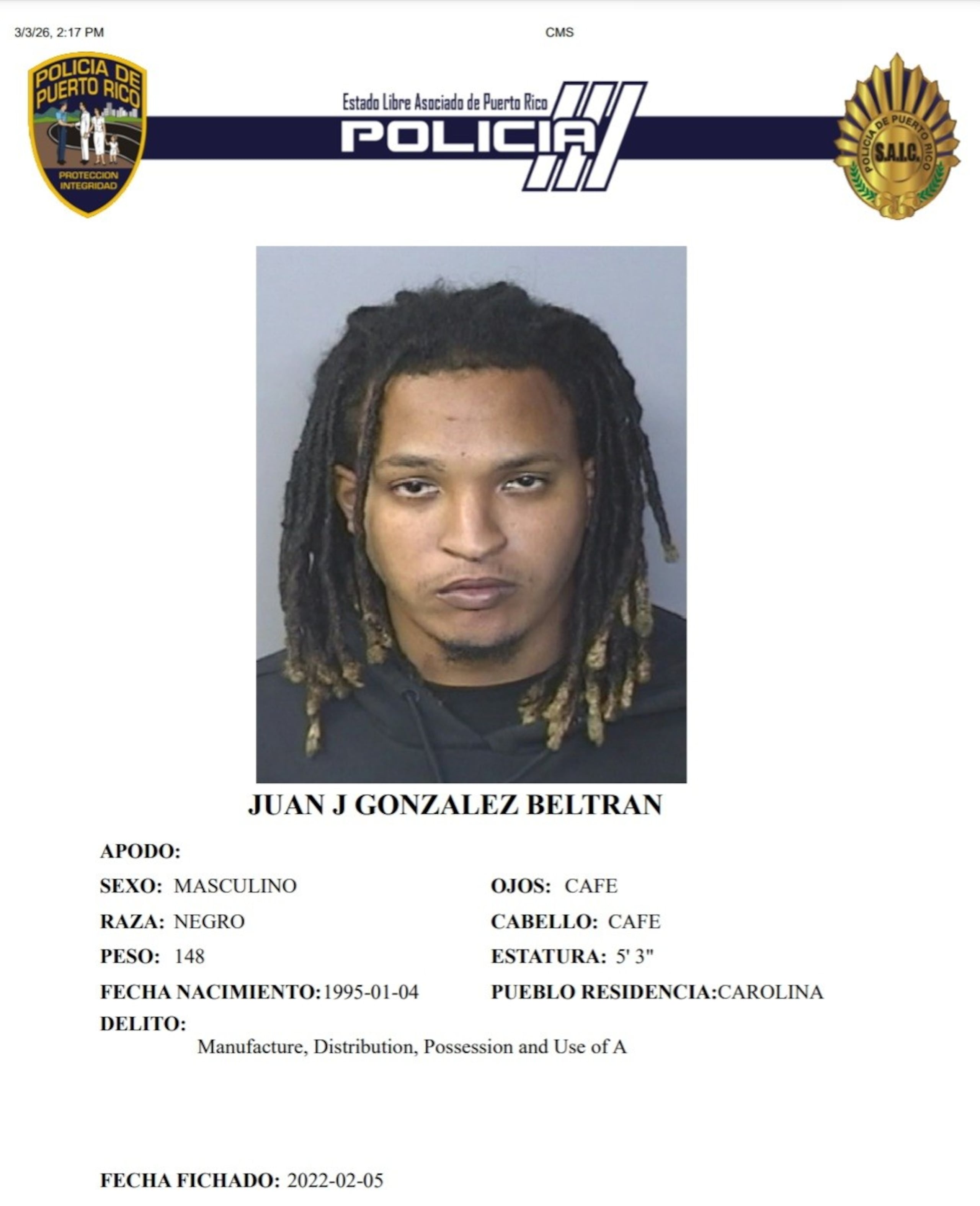 Juan J. González Beltrán, fue asesinado frente a la discoteca District, en Santurce, durante un intercambio de disparos con guardias de seguridad.