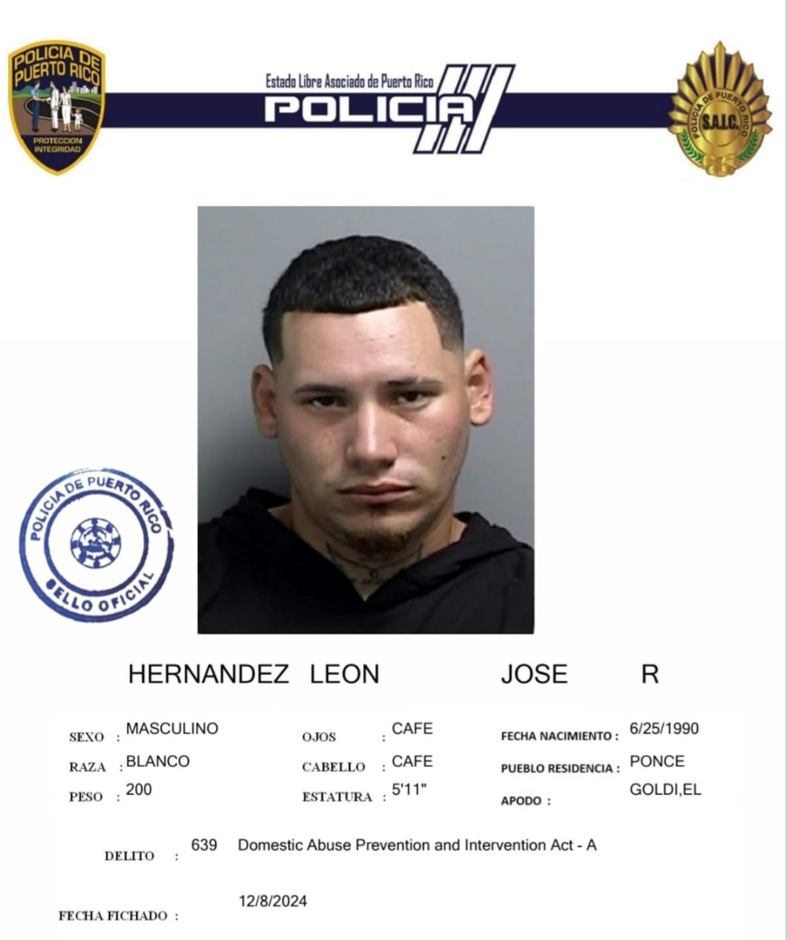 José R. Hernández León, enfrenta cargos por violencia doméstica contra su expareja.
