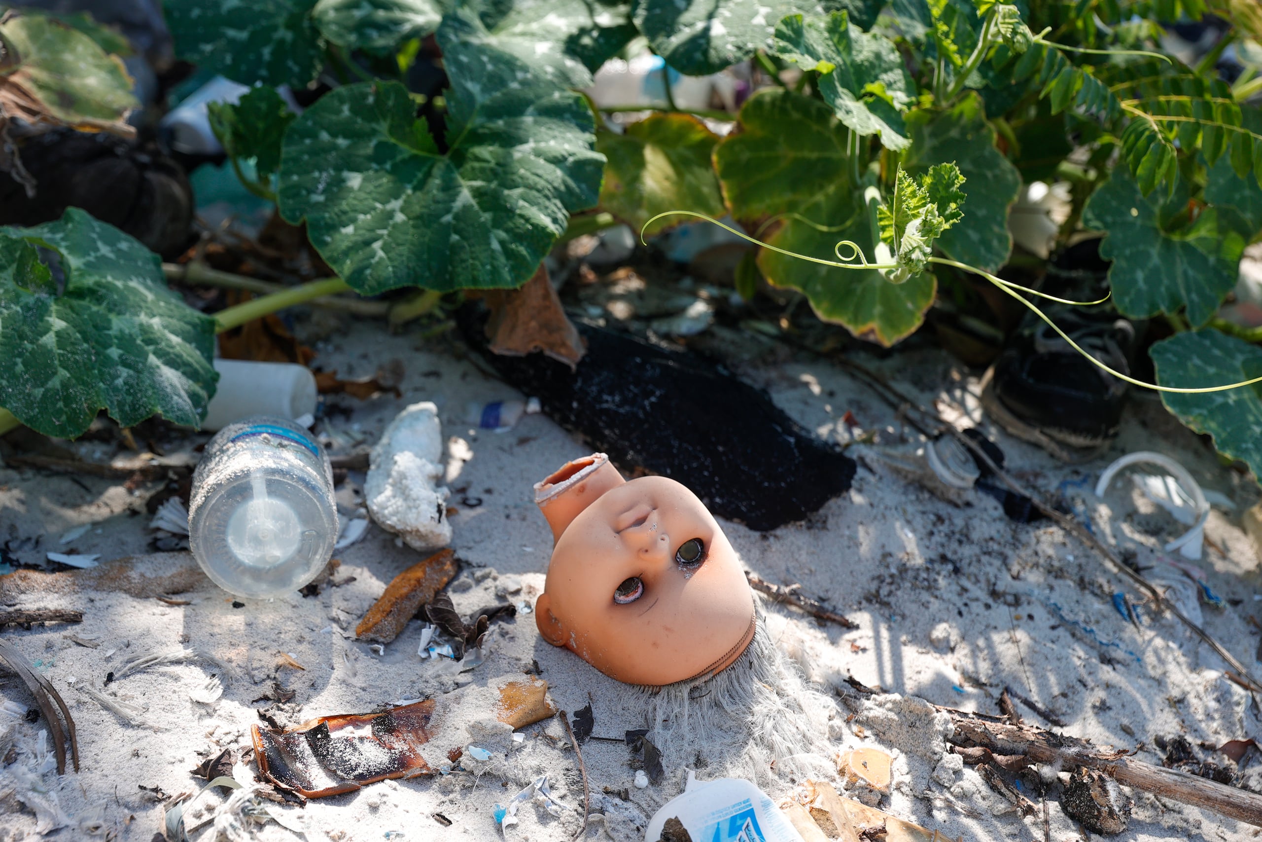 Fotografía de basura en una de las playas de la Isla de Pombeba este viernes, en la Bahía de Guanabara, en Río de Janeiro, en Brasil. (EFE/ André Coelho)