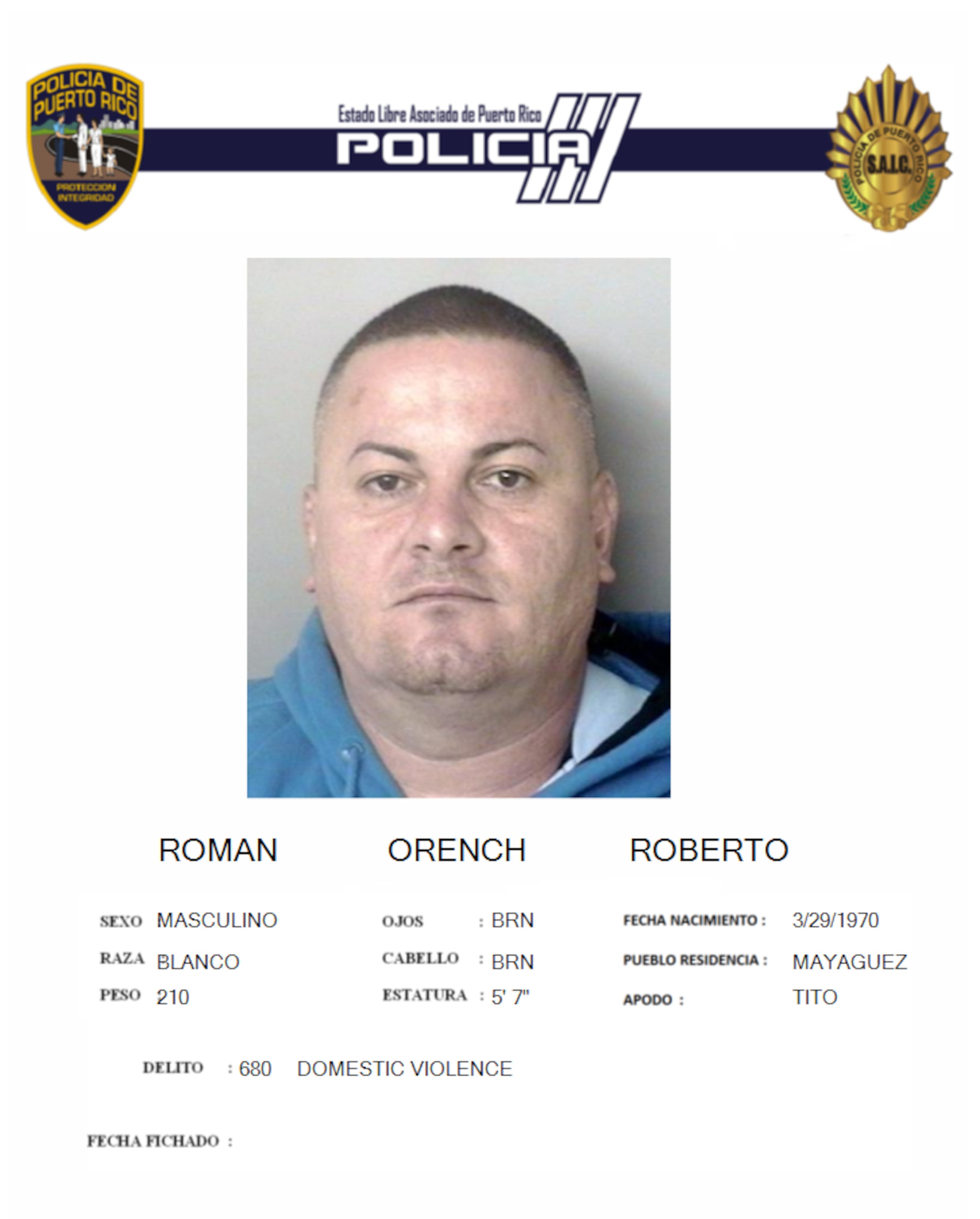 Roberto Román Orench, fue asesinado junto a un convicto federal en una gasolinera del barrio Sabana Abajo, en Carolina.