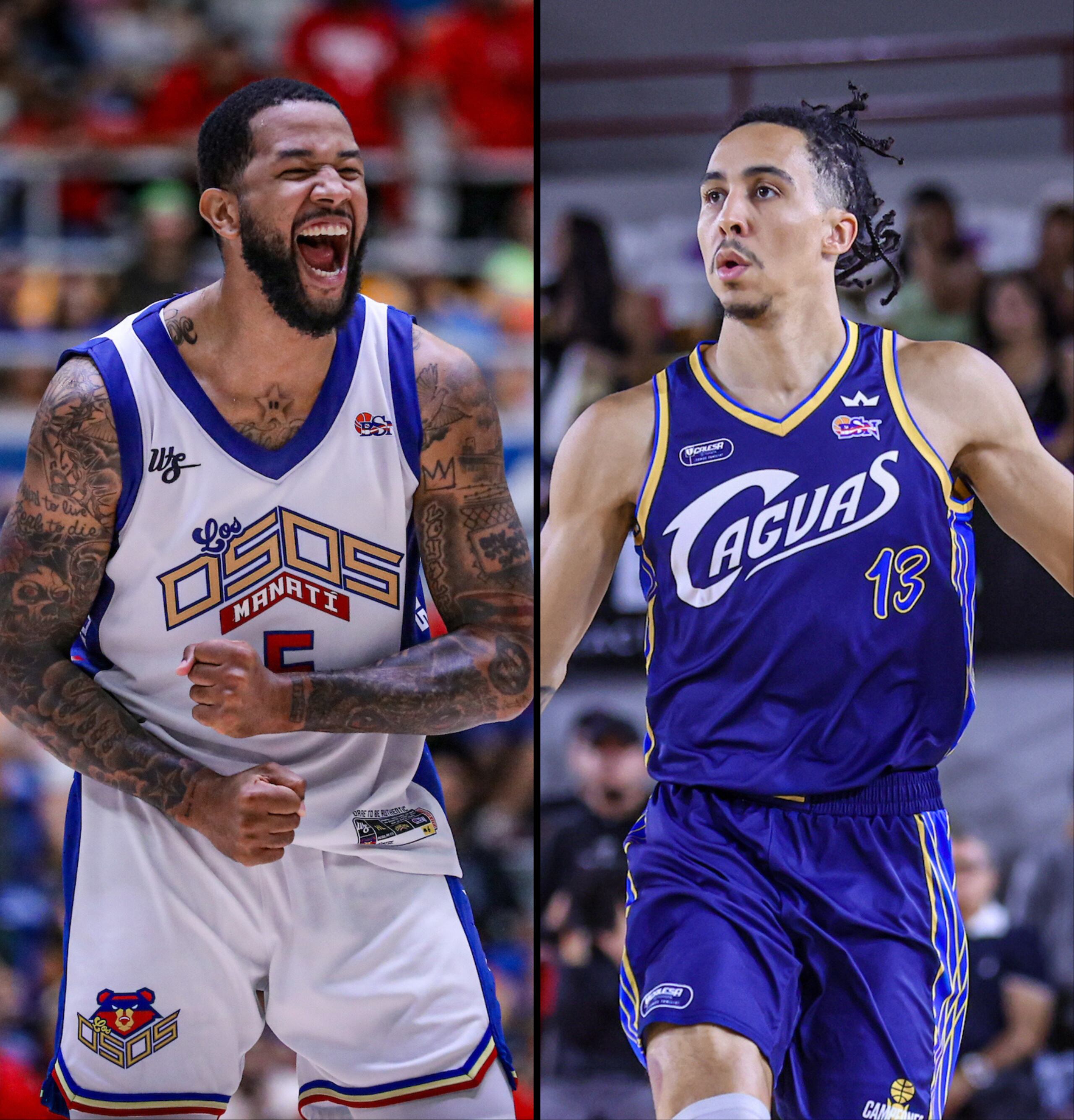 Chris Ortiz, de los Osos de Manatí, y Travis Trice, de los Criollos de Caguas.