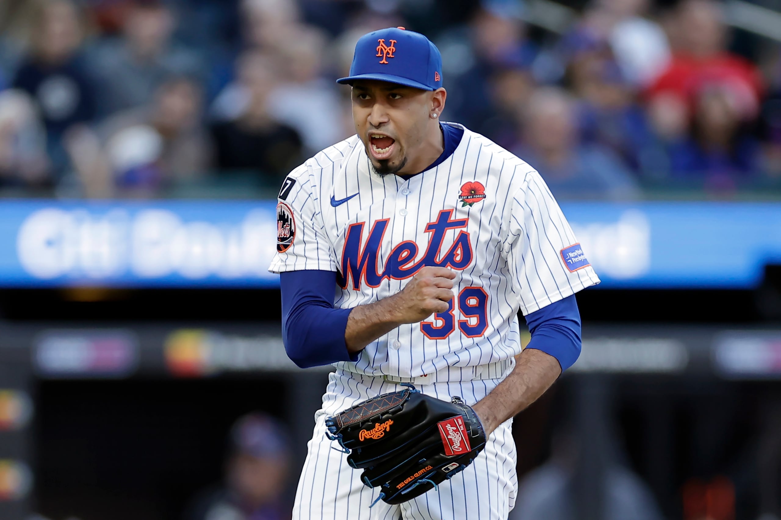 El puertorriqueño Edwin Díaz, lanzador de los Mets de Nueva York.