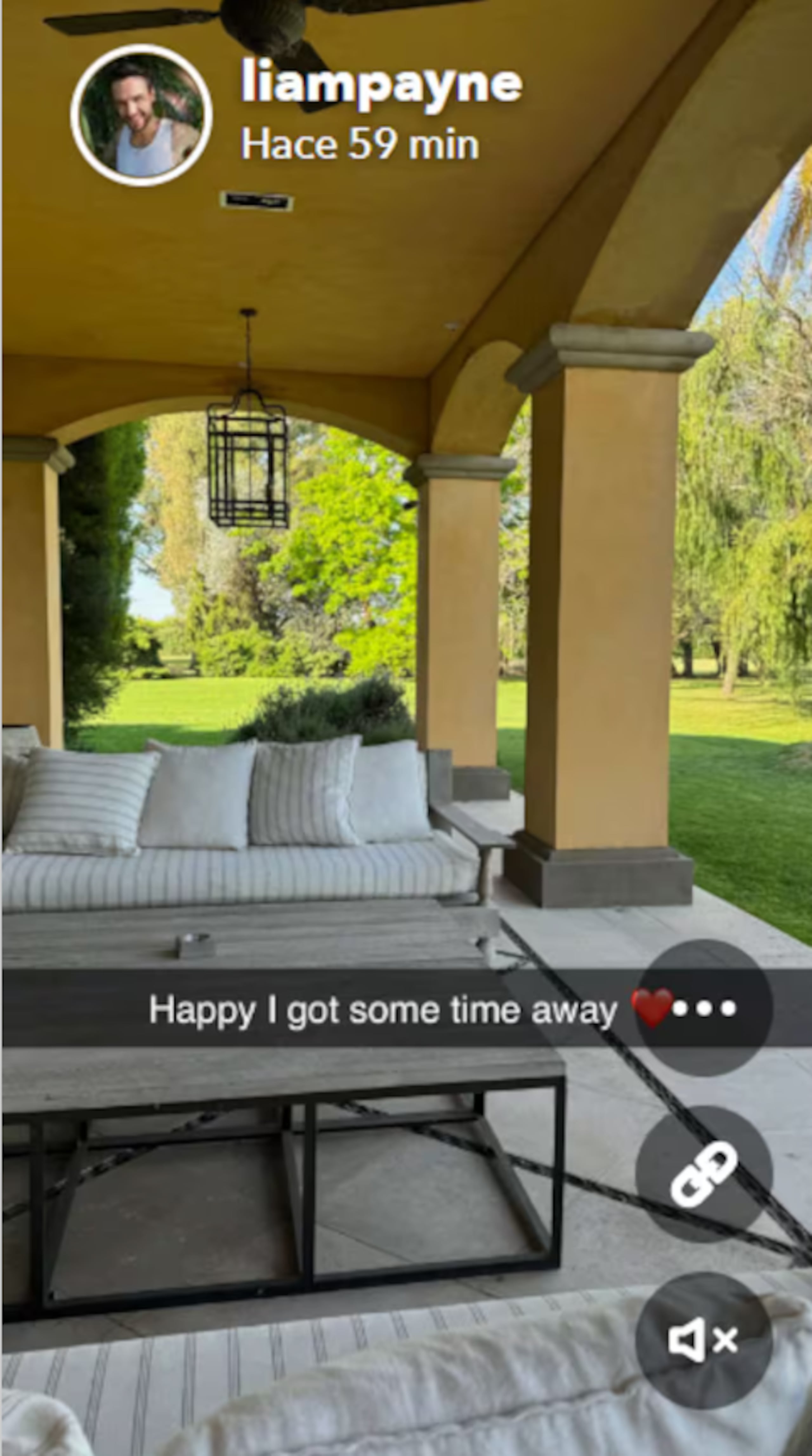 Imagen de un vídeo compartido en la cuenta de Snapchat de Liam Payne.