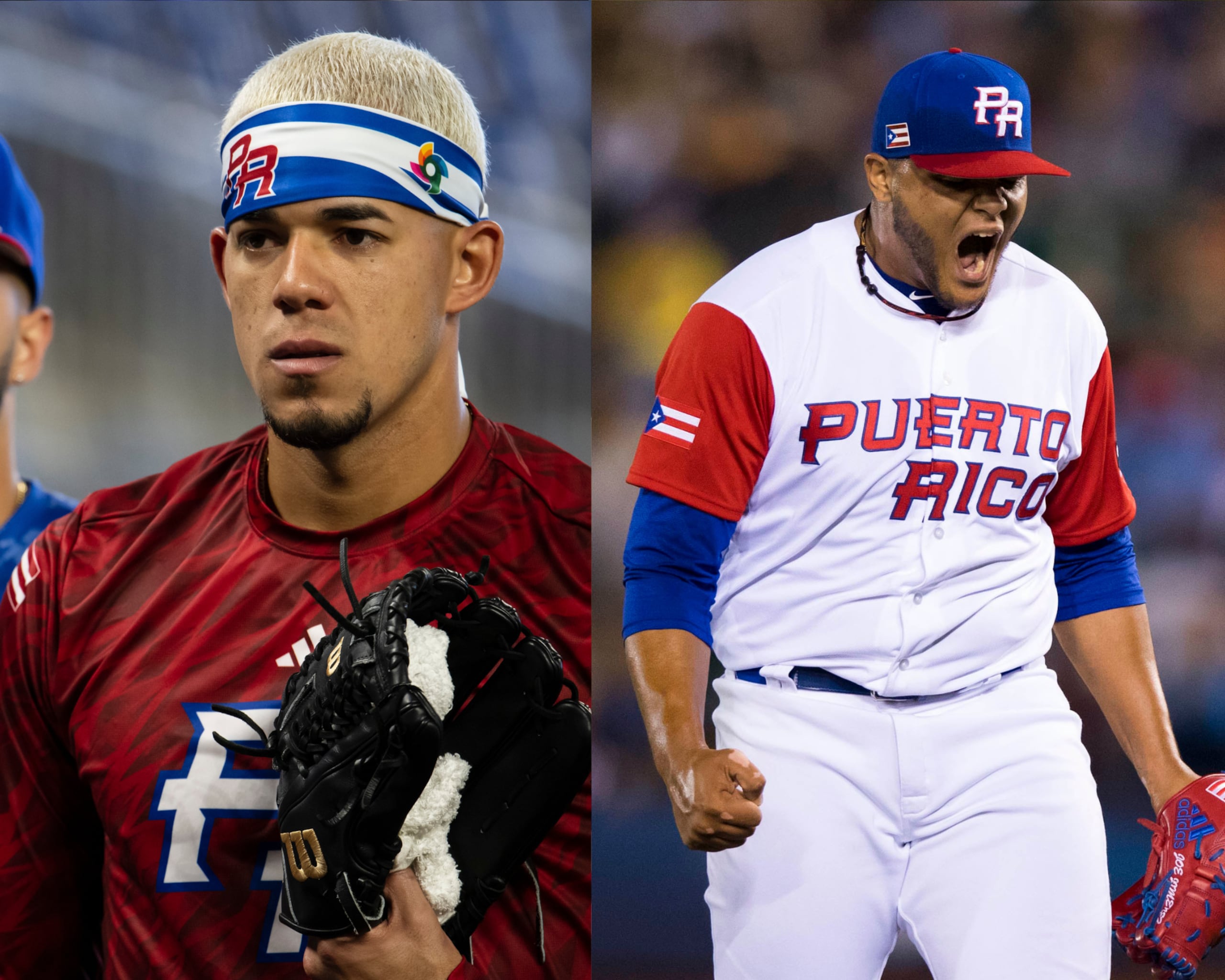José Berríos en el Clásico 2023 y Joe Jiménez durante la edición 2017.