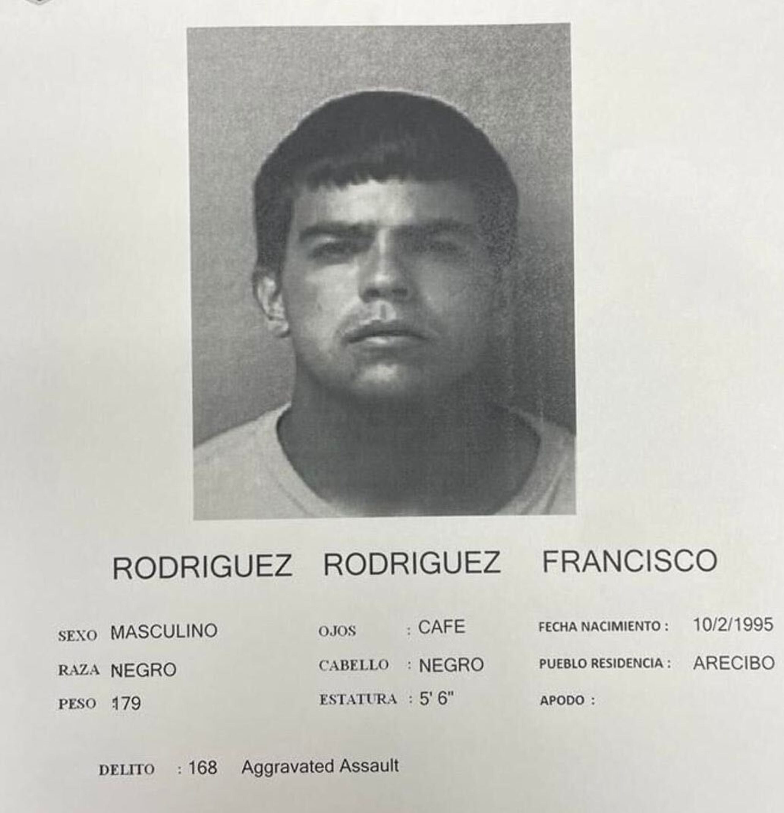 Ficha policial de Francisco “Chamarro” Rodríguez Rodríguez.