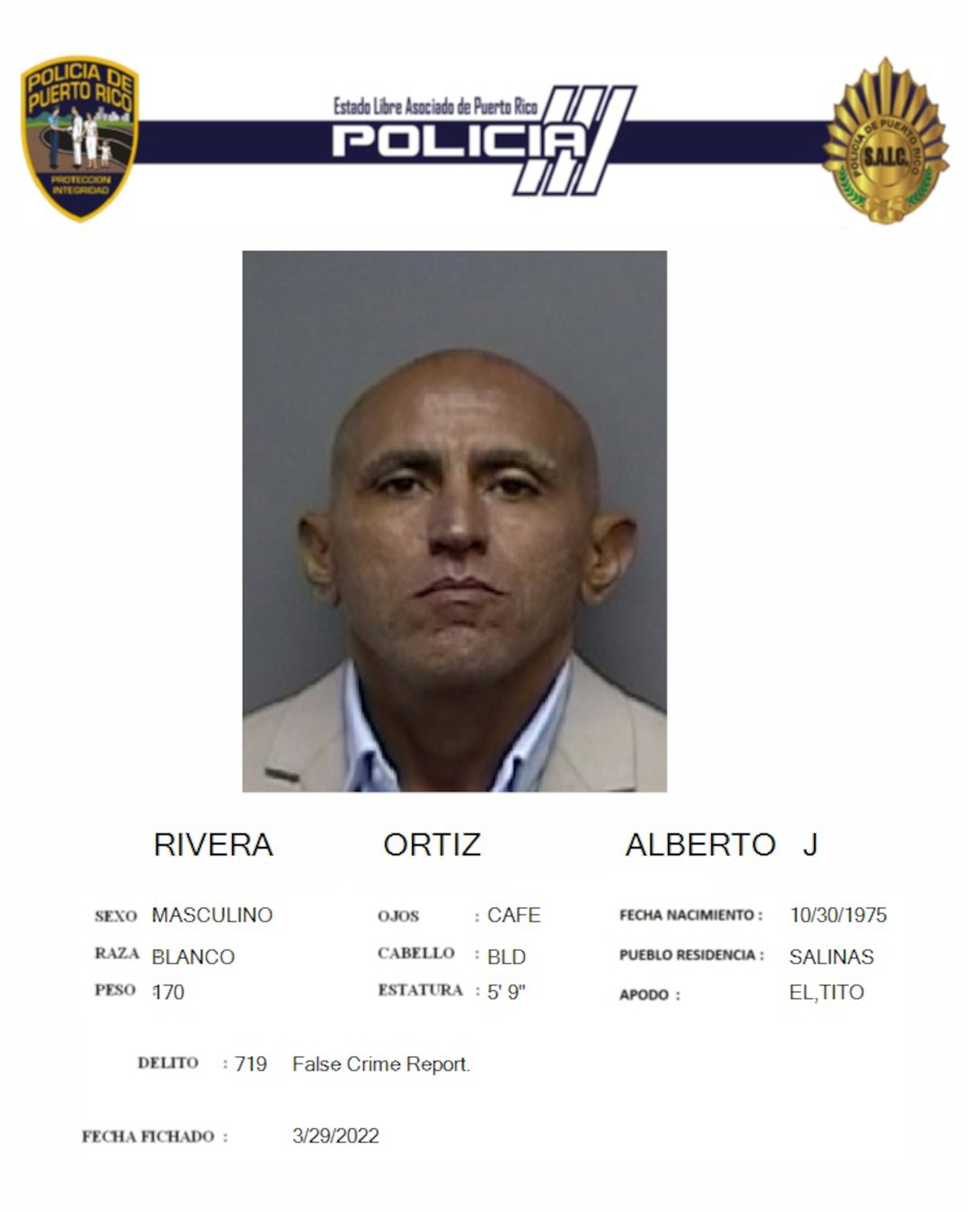 La vista para dictar sentencia contra Alberto J. Rivera Ortiz, fue señalada para el 2 de abril.