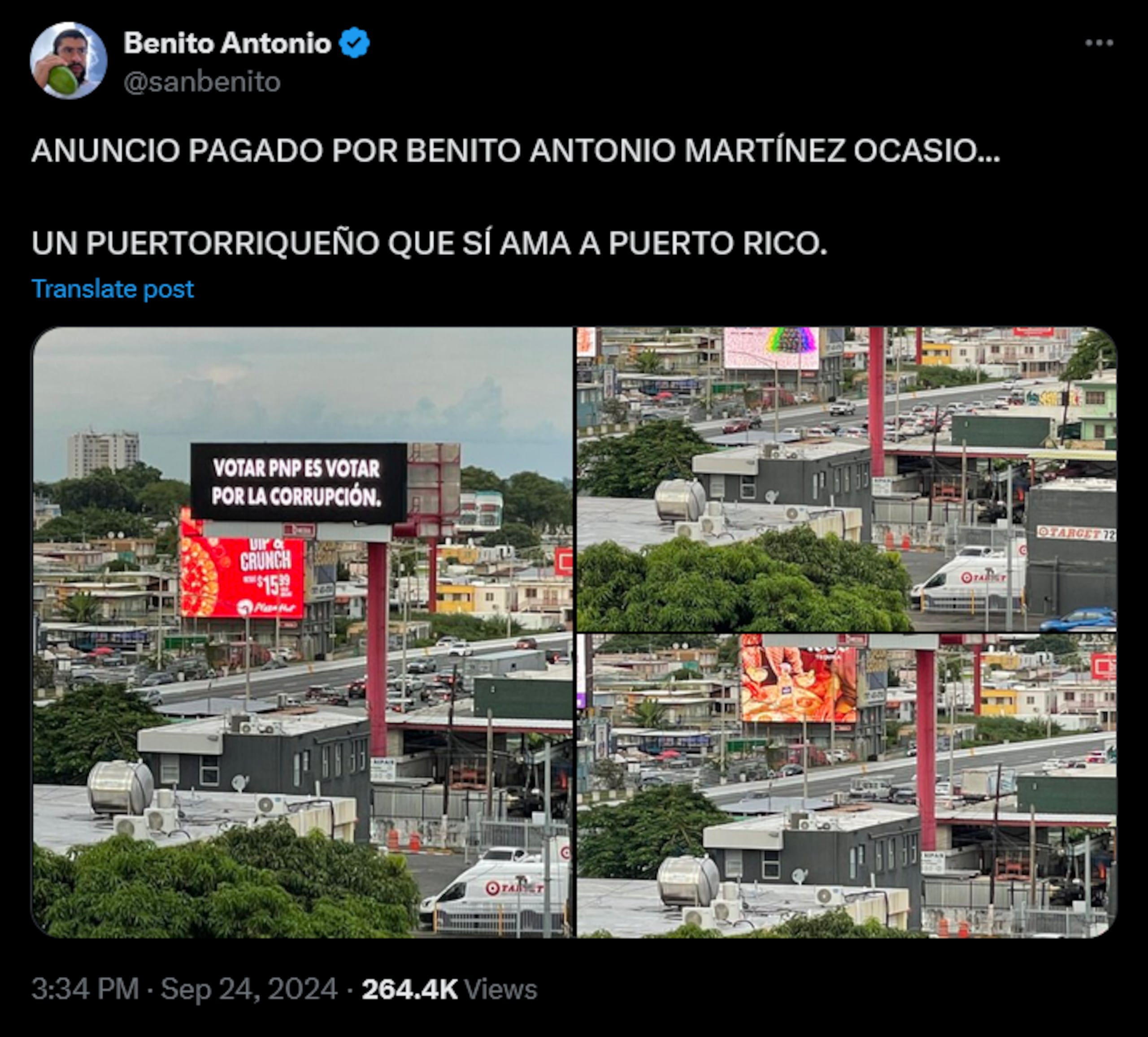 Bad Bunny revela en sus redes sociales ser el autor detrás de los anuncios publicitarios contra el PNP.