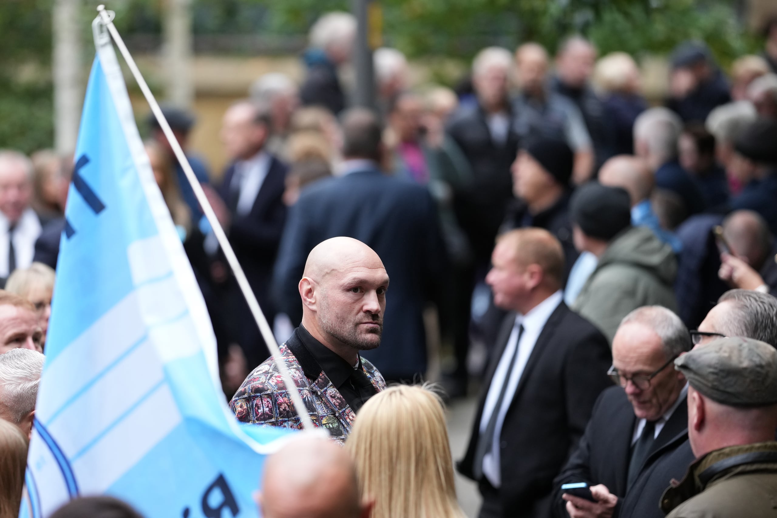 El boxeador británico, Tyson Fury, fue uno de los que acudió al servicio memorial en honor a Ricky Hatton.