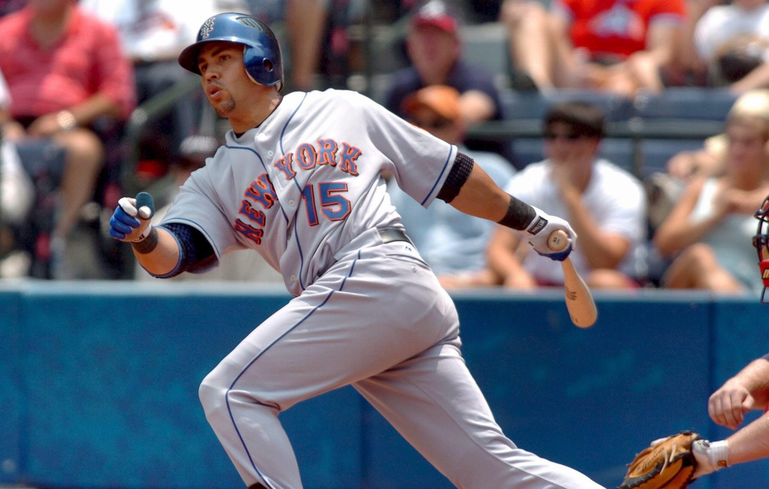 Carlos Beltrán tras consumir un turno en el uniforme de los Mets de Nueva York.