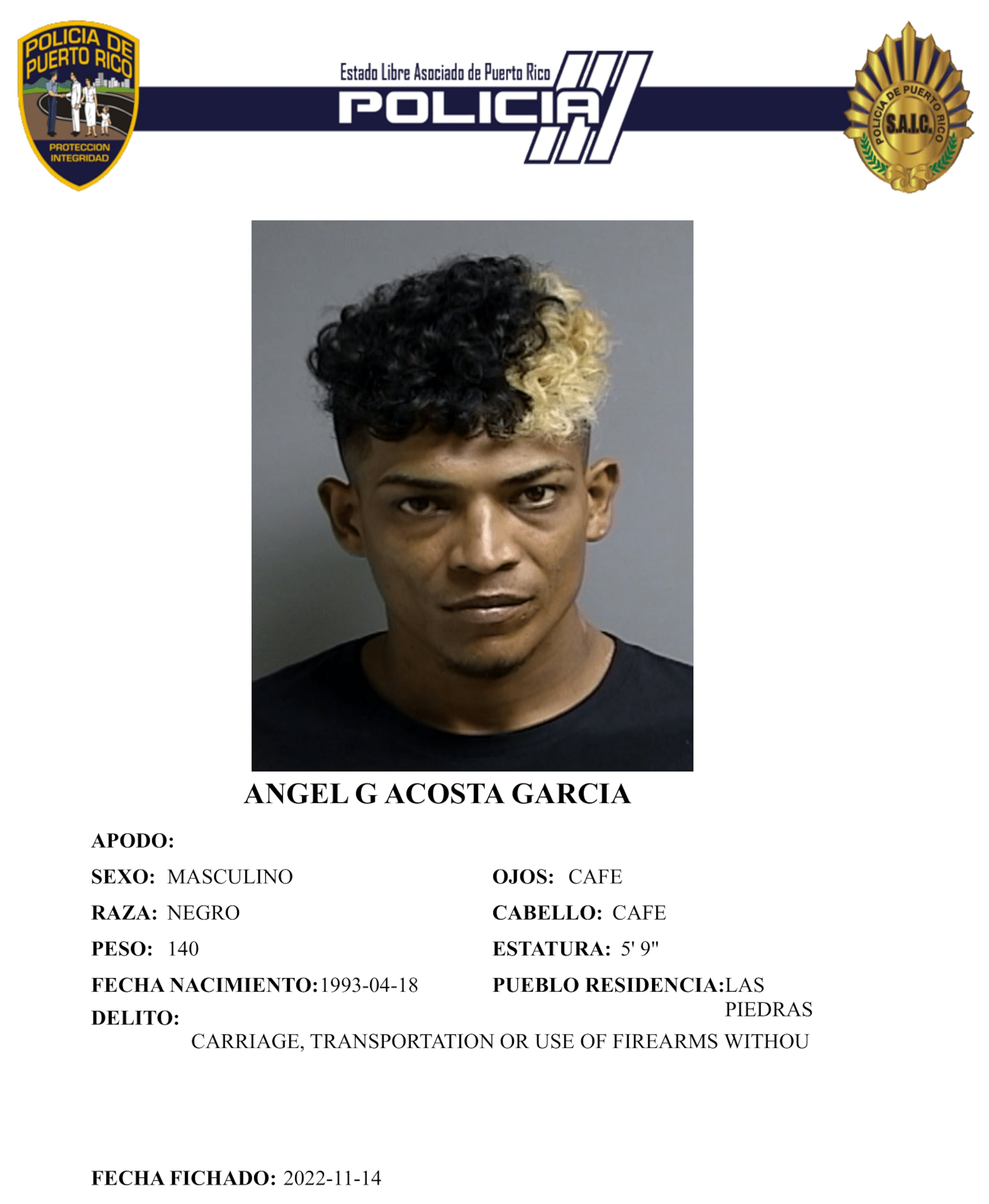 El occiso, identificado como Ángel G. Acosta García, poseía expediente criminal, según la Policía.