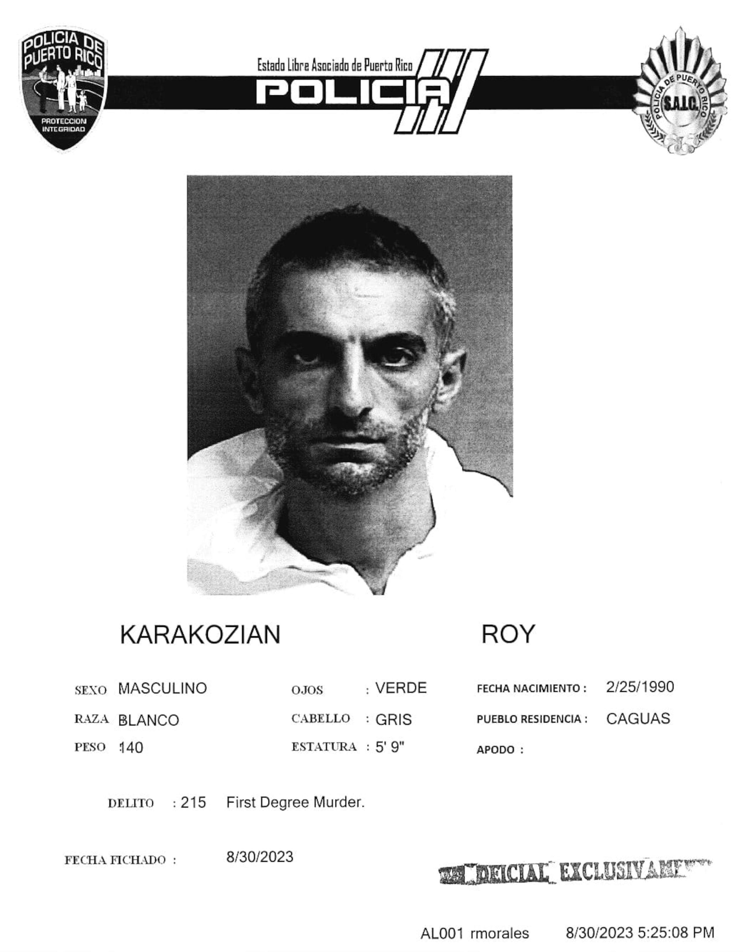 Roy Karakozian enfrenta cargos por el asesinato de dos hermanos en los predios del Tribunal de Caguas, por un conflicto de colindancias entre residencias.