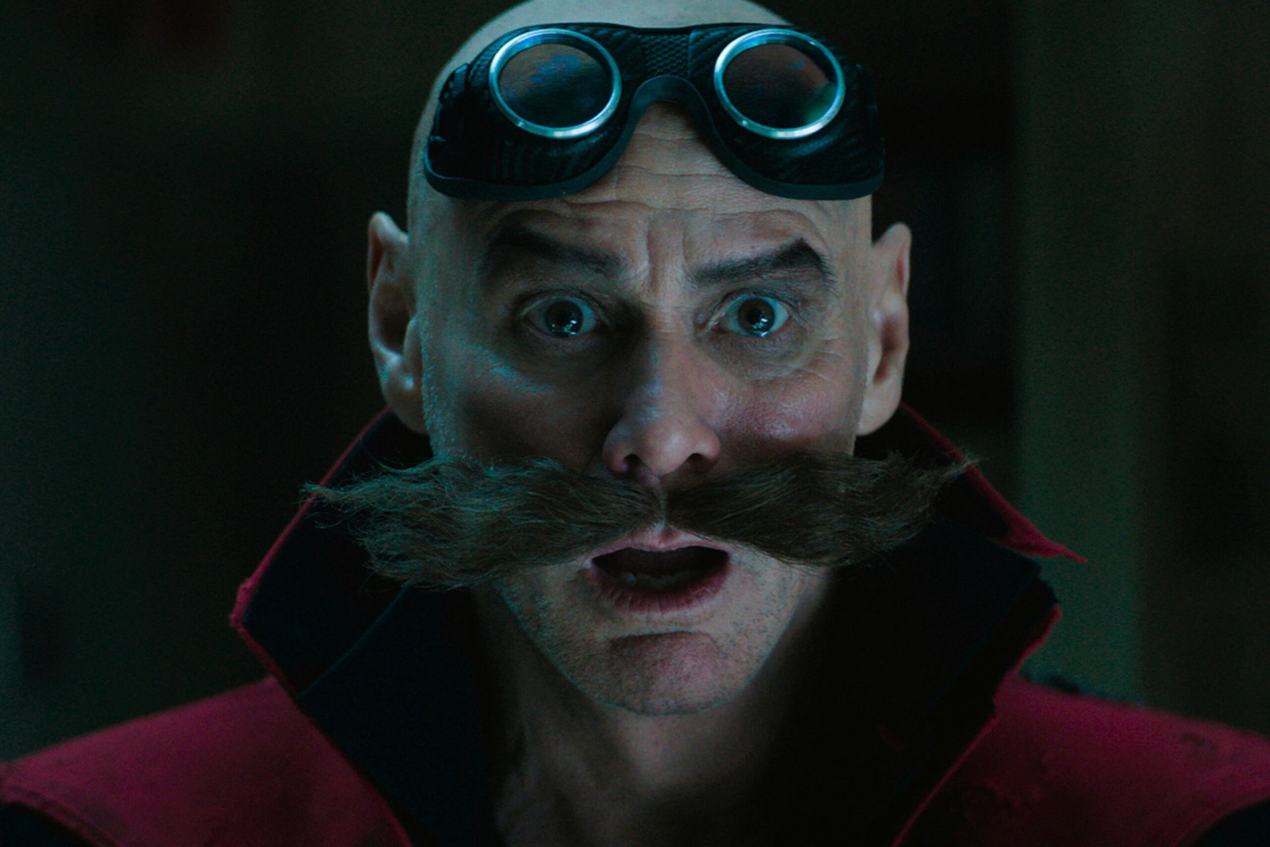 Esta imagen proporcionada por Paramount Pictures y Sega of America muestra a Jim Carrey en el papel de Ivo Robotnik en una escena de la cinta "Sonic the Hedgehog 3". (Paramount Pictures y Sega of America, Inc. vía AP)