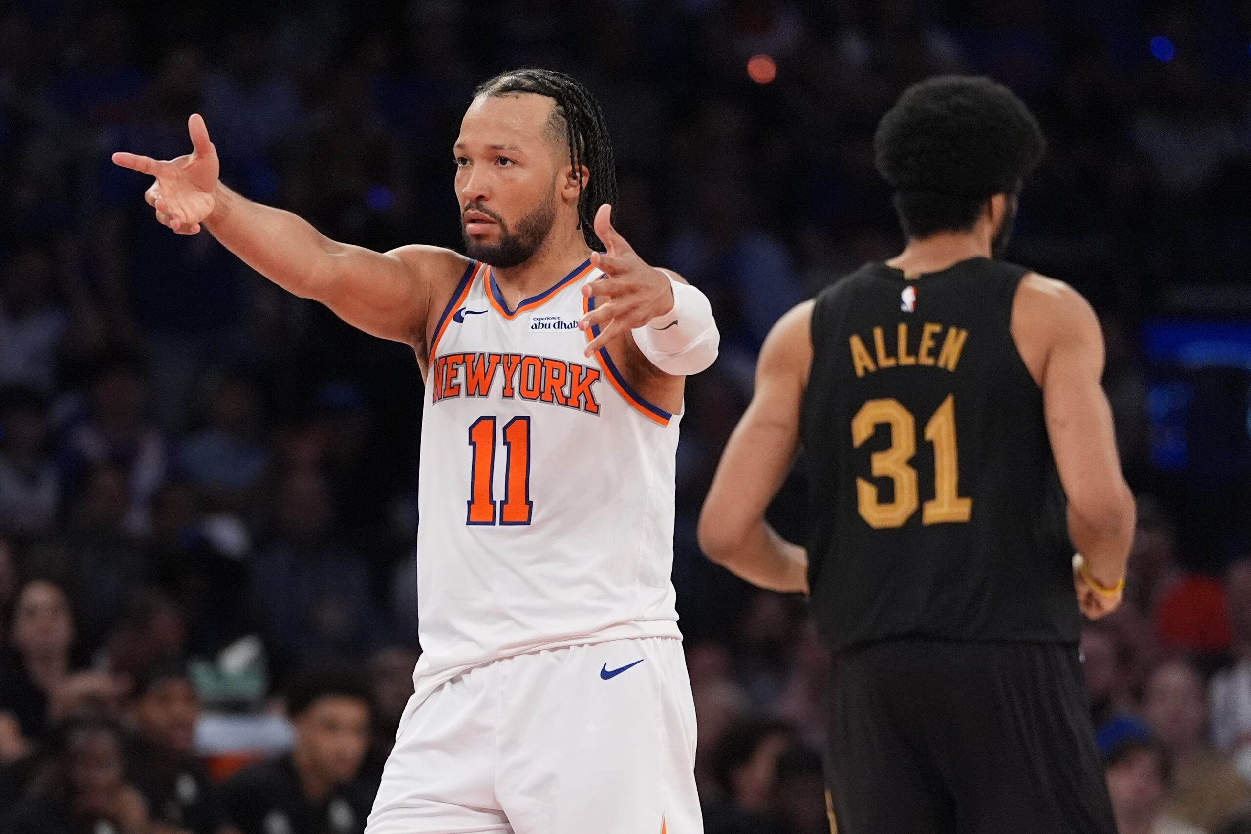 Jalen Brunson, de los Knicks de Nueva York, durante el primer juego de la final de la Conferencia del Este contra los Cavaliers de Cleveland.