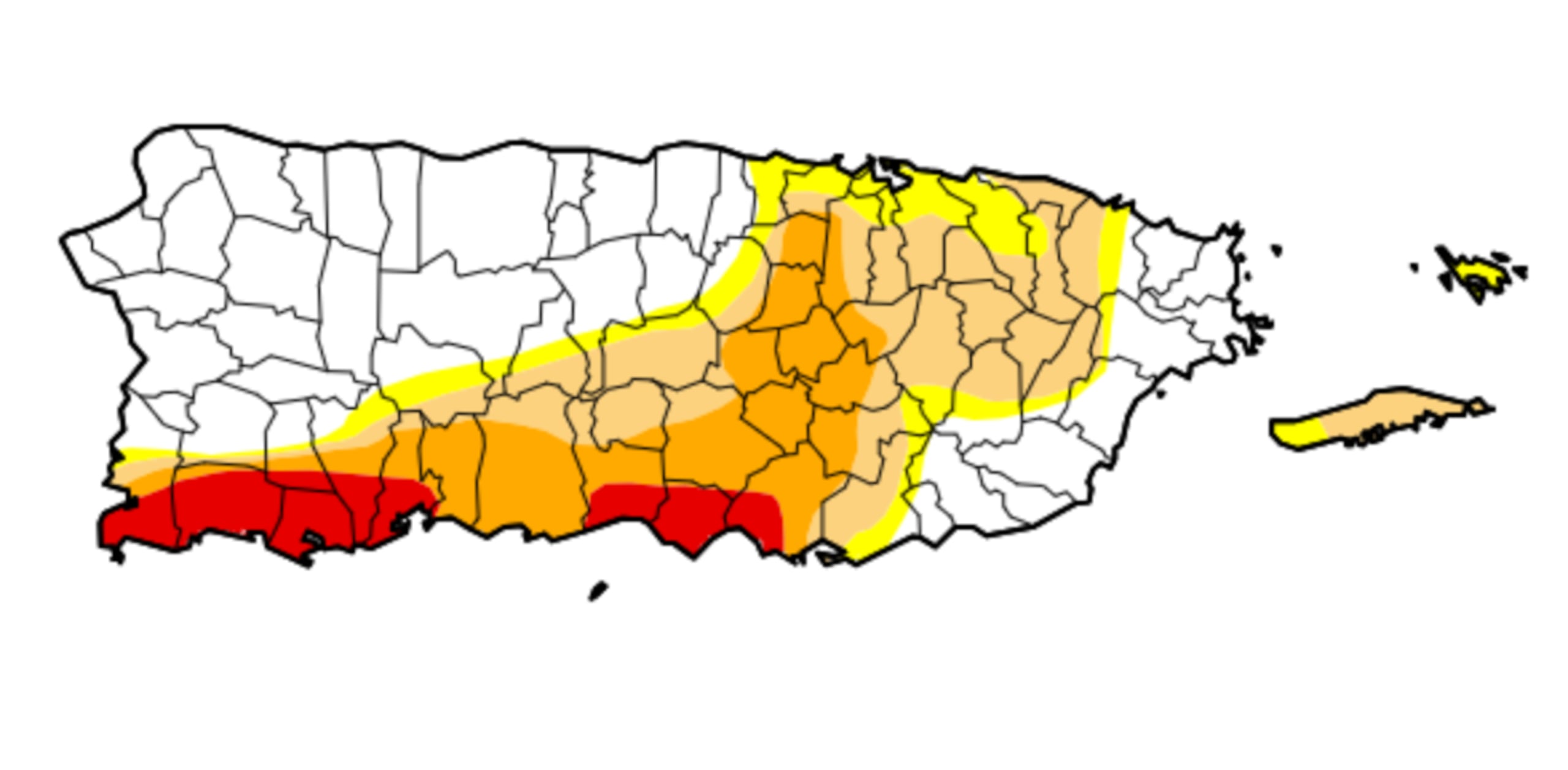 Nivel de sequía en Puerto Rico para este lunes, 26 de octubre.