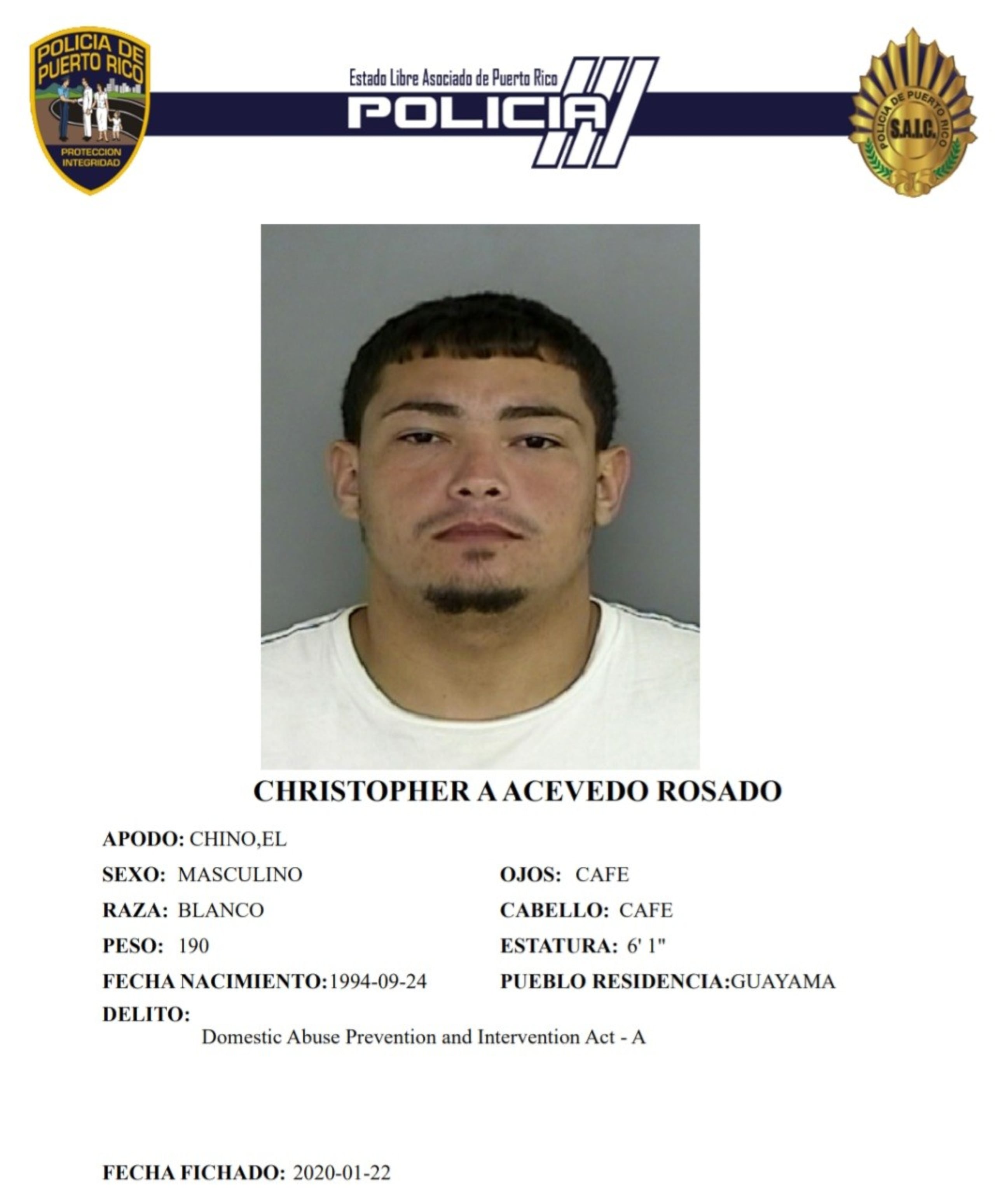 Christopher A. Acevedo Rosado, fue asesinado frente al parque de la urbanización Jardines de Guamaní, en Guayama, junto a una mujer,