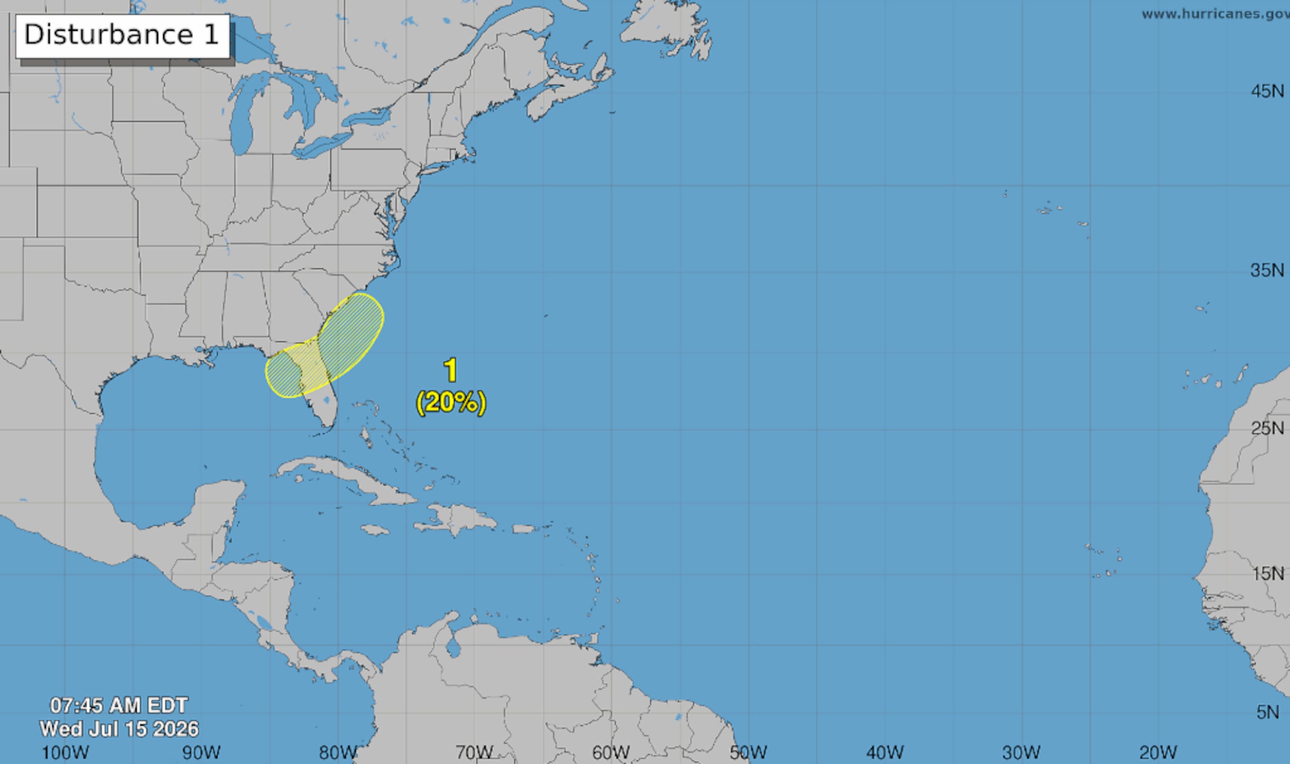 Zona en la que pudiera ocurrir desarrollo ciclónico. (NOAA)