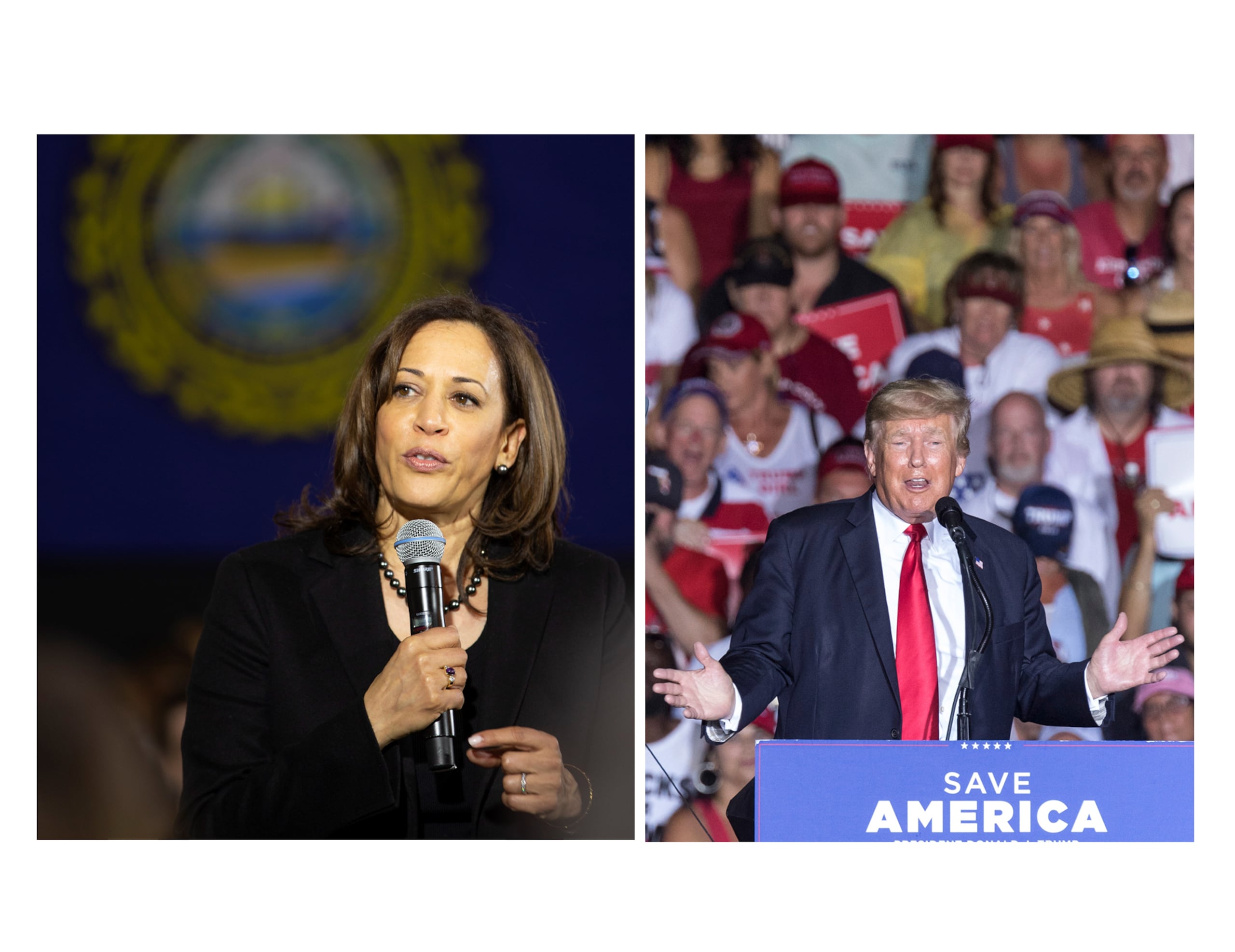 :a vicepresidenta de EE.UU., Kamala Harris (i), y al expresidente Donald Trump. EFE/ARCHIVO