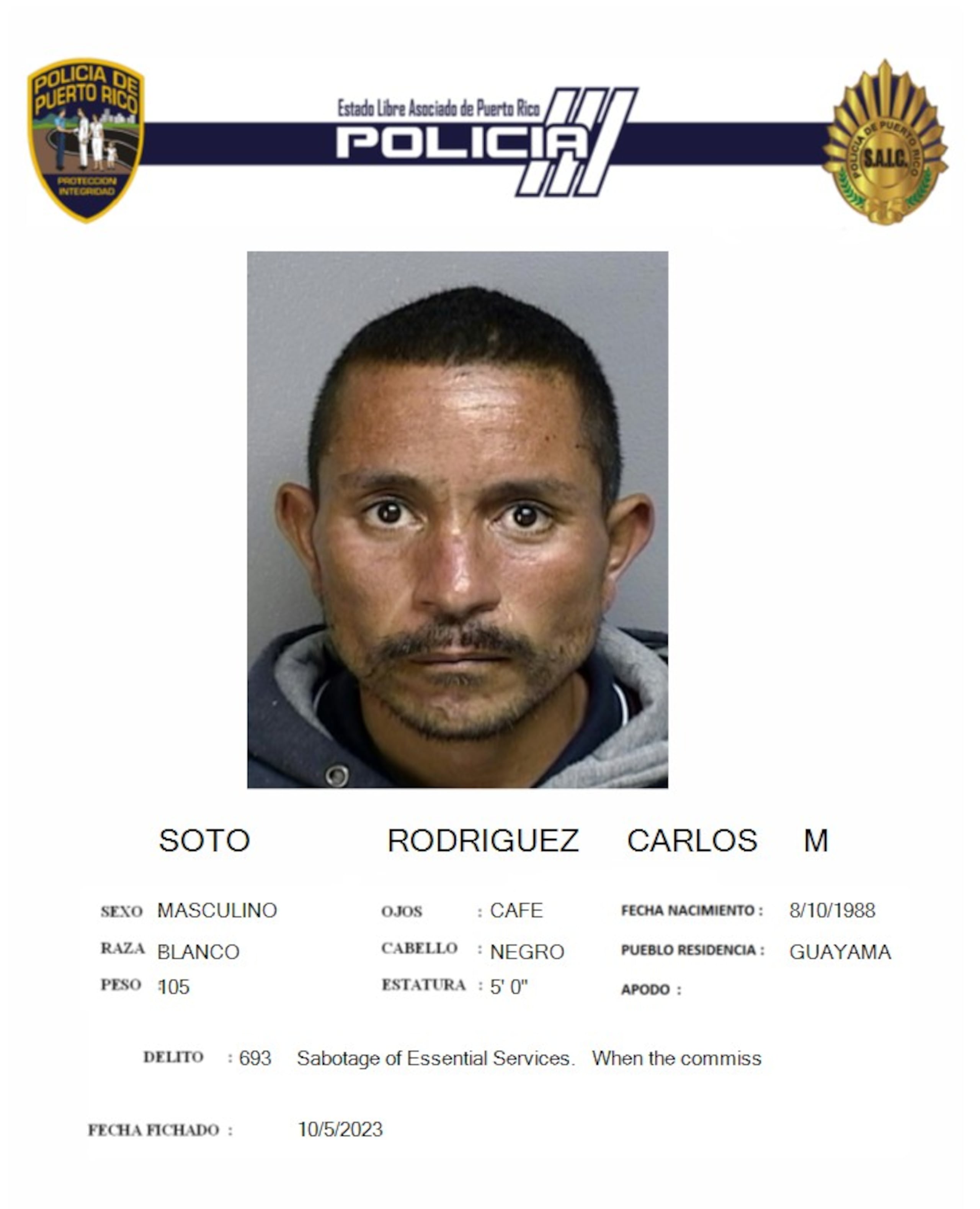 Carlos M. Soto Rodríguez, fue citado a una vista sobre el estado de los procedimientos tras un psiquiatra del estado determinar que es procesable.