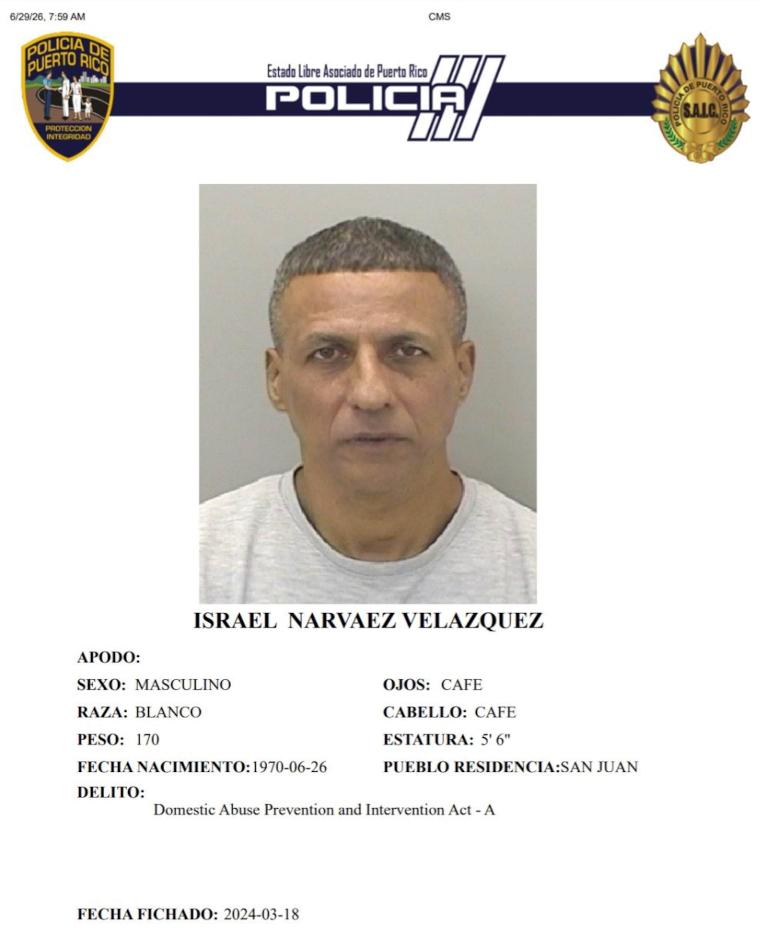 Israel Narváez Velázquez, fue asesinado a balazos en la madrugada del 28 de junio en la calle Monserrate, en Santurce.