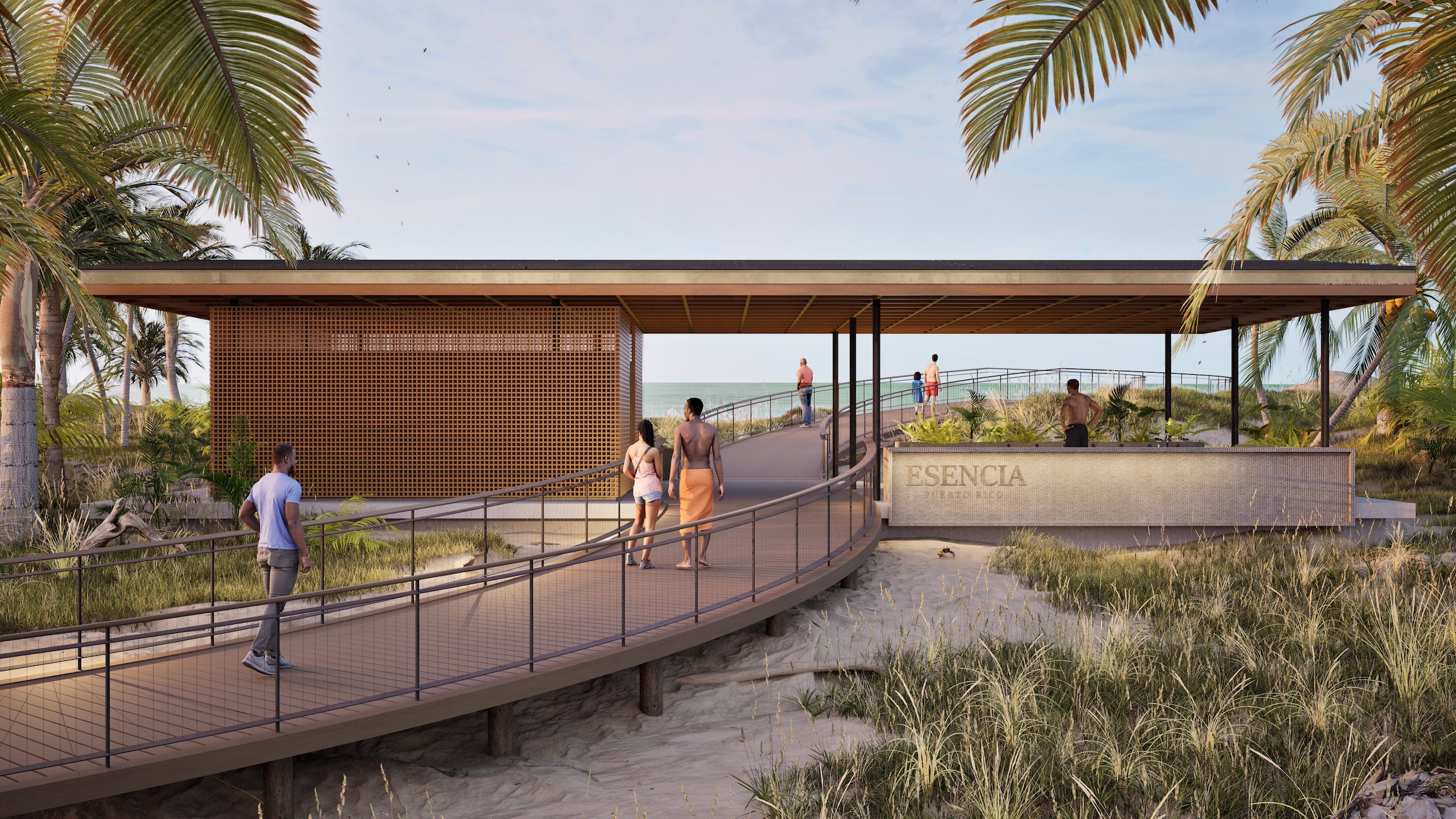 Imagen renderizada del portal de acceso a la playa.