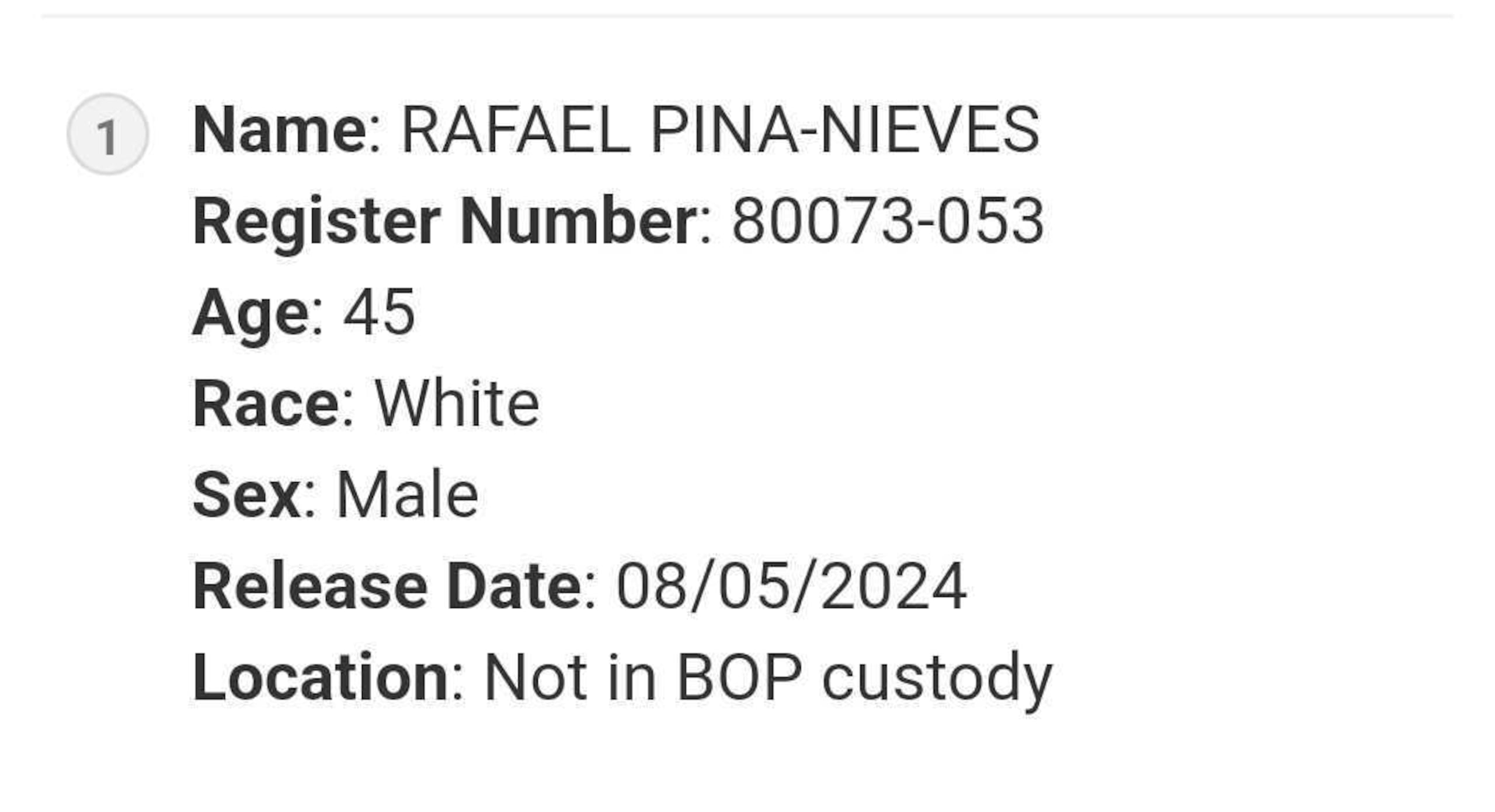 El pasado viernes, el expediente indicaba que el productor no se encontraba "bajo custodia" con el Negociado de Prisiones de Estados Unidos.