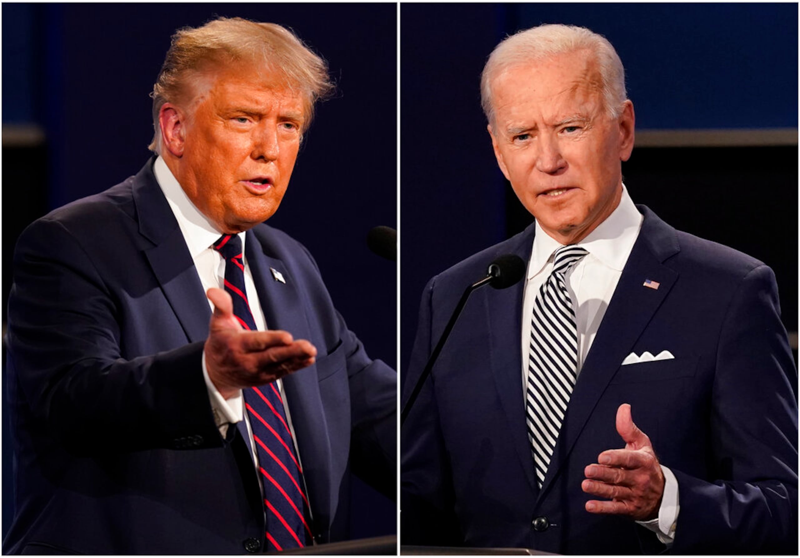 Donald Trump y Joe Biden durante un debate presidencial en Case Western University, Ohio, el 29 de septiembre de 2020.
