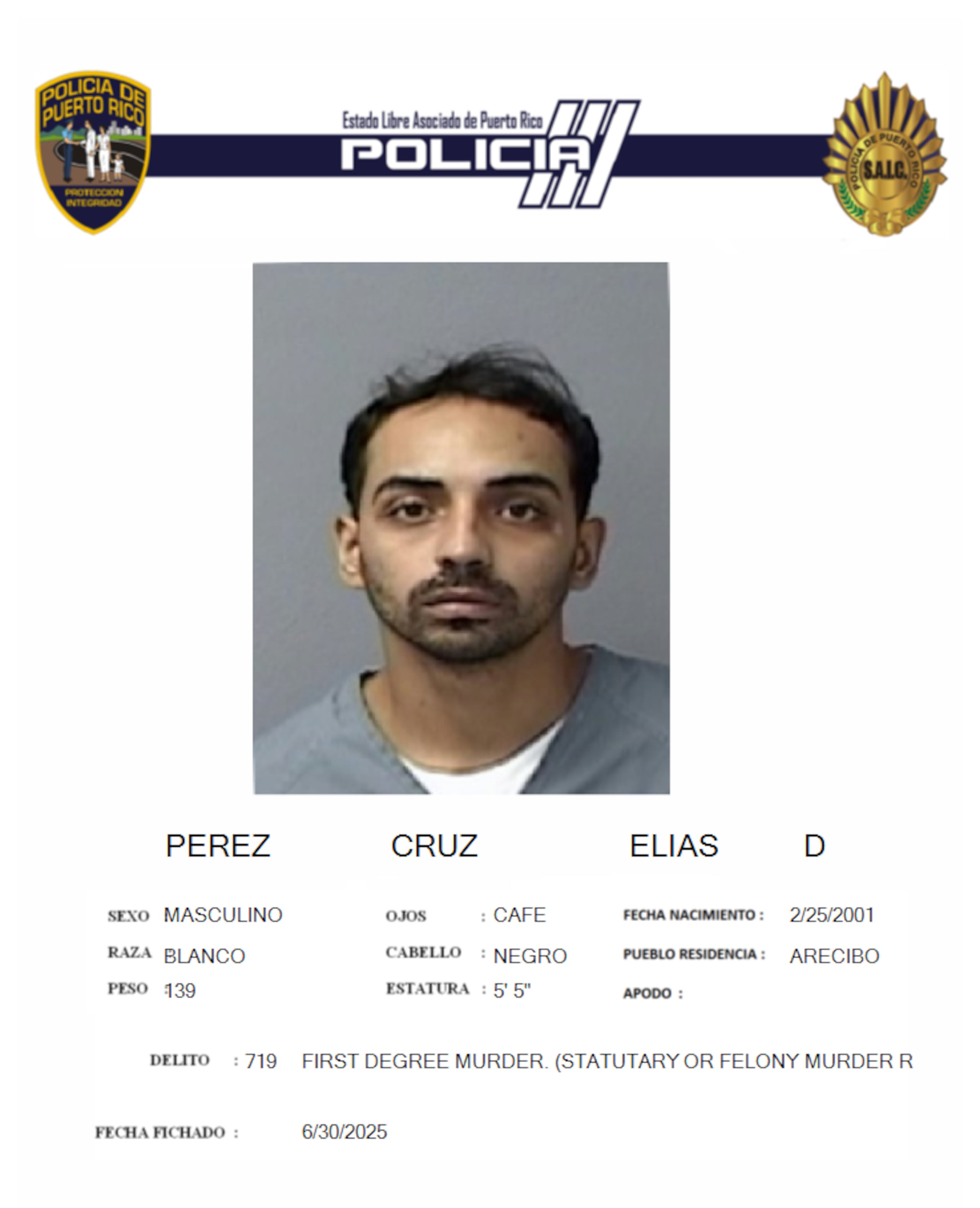 Elías D. Pérez Cruz, fue sentenciado a 99 años de prisión por el asesinato de un turista en Manatí. (Archivo)