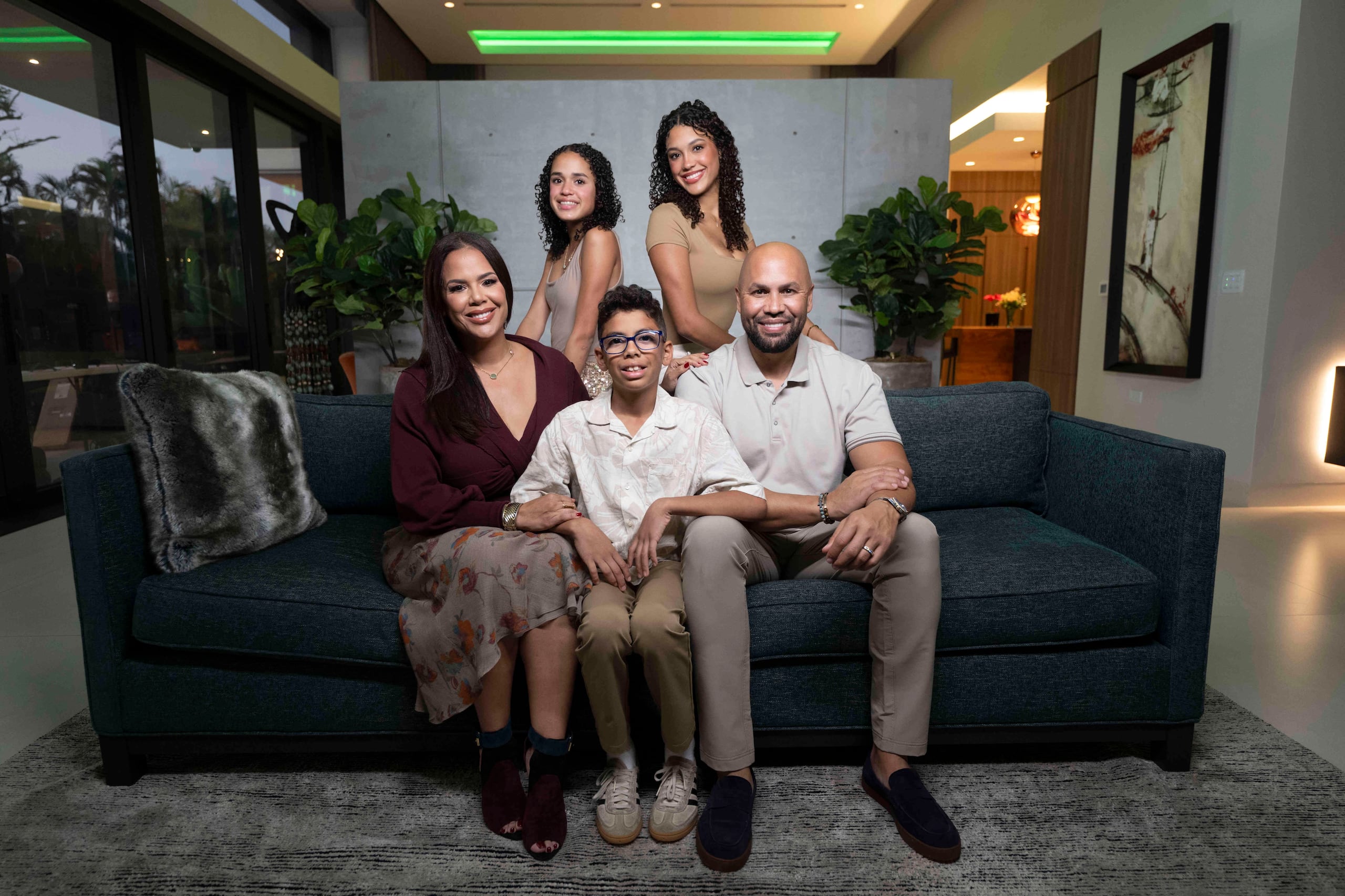 Carlos Beltrán junto a su esposa, Jessica, y sus hijos Eván Carlos, Ivana y Kiara.