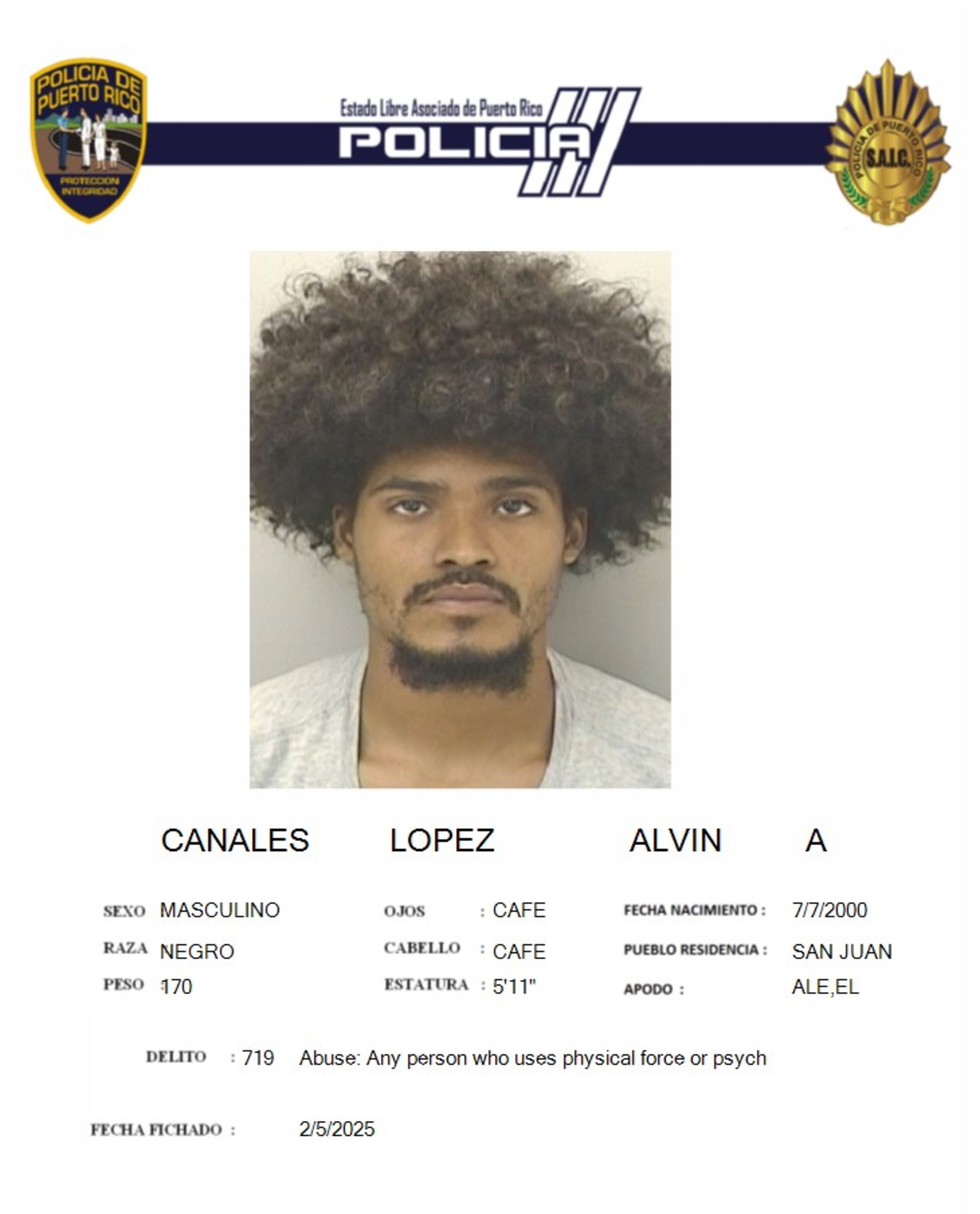 Alvin A. Canales López, enfrenta cargos por violencia doméstica.