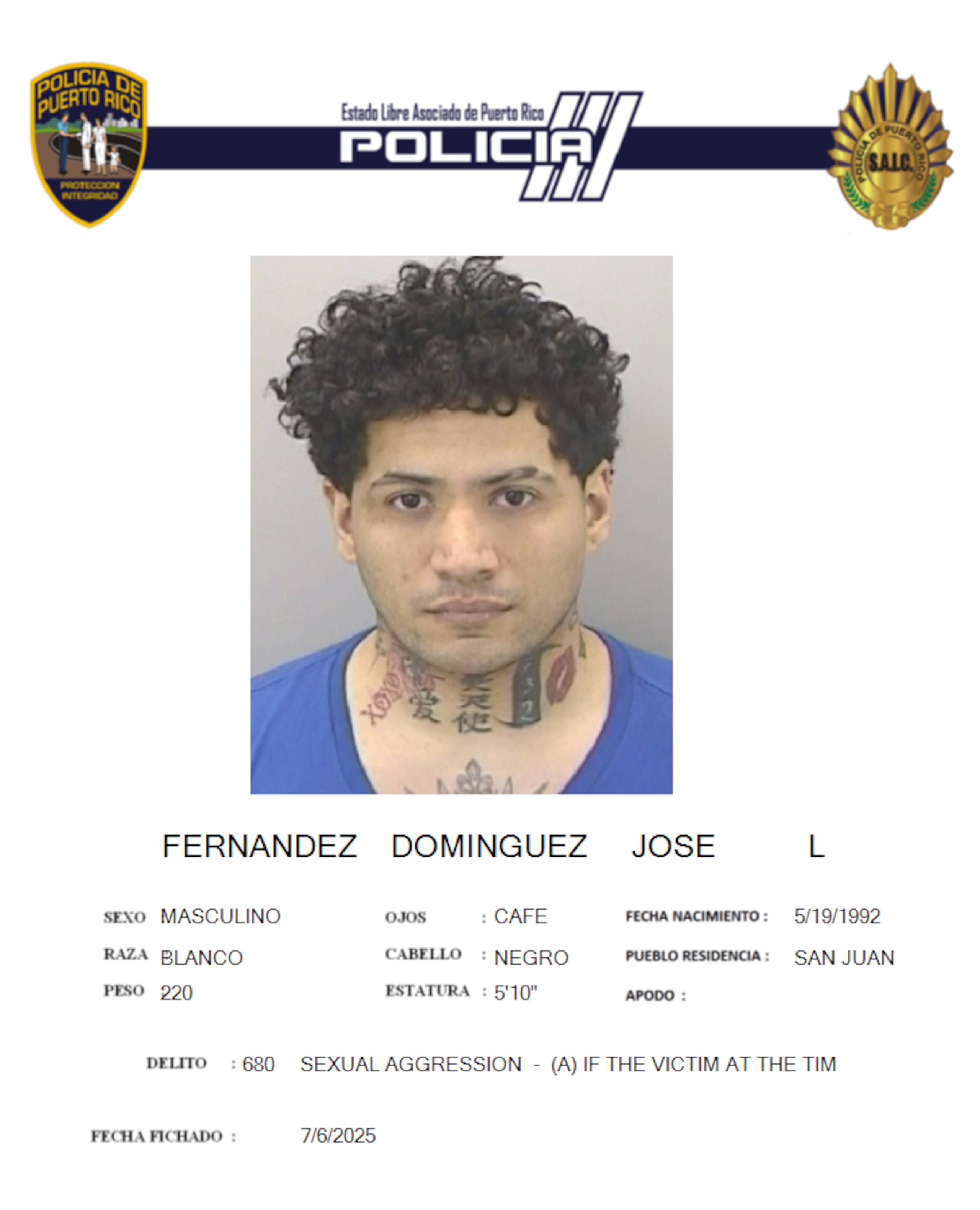 José L. Fernández Dominguez, fue acusado por agresión sexual contra una menor de 13 años.