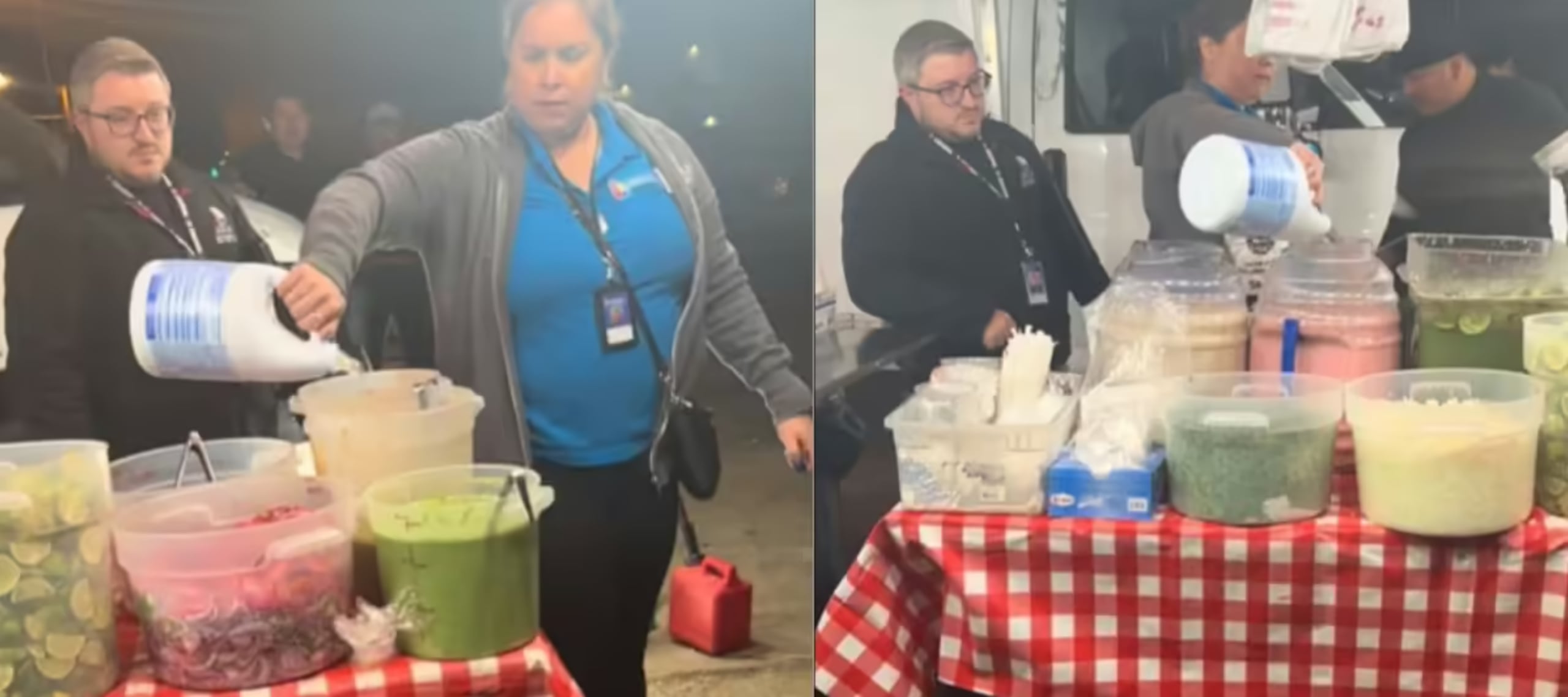 La mujer vertió cloro sobre la comida.