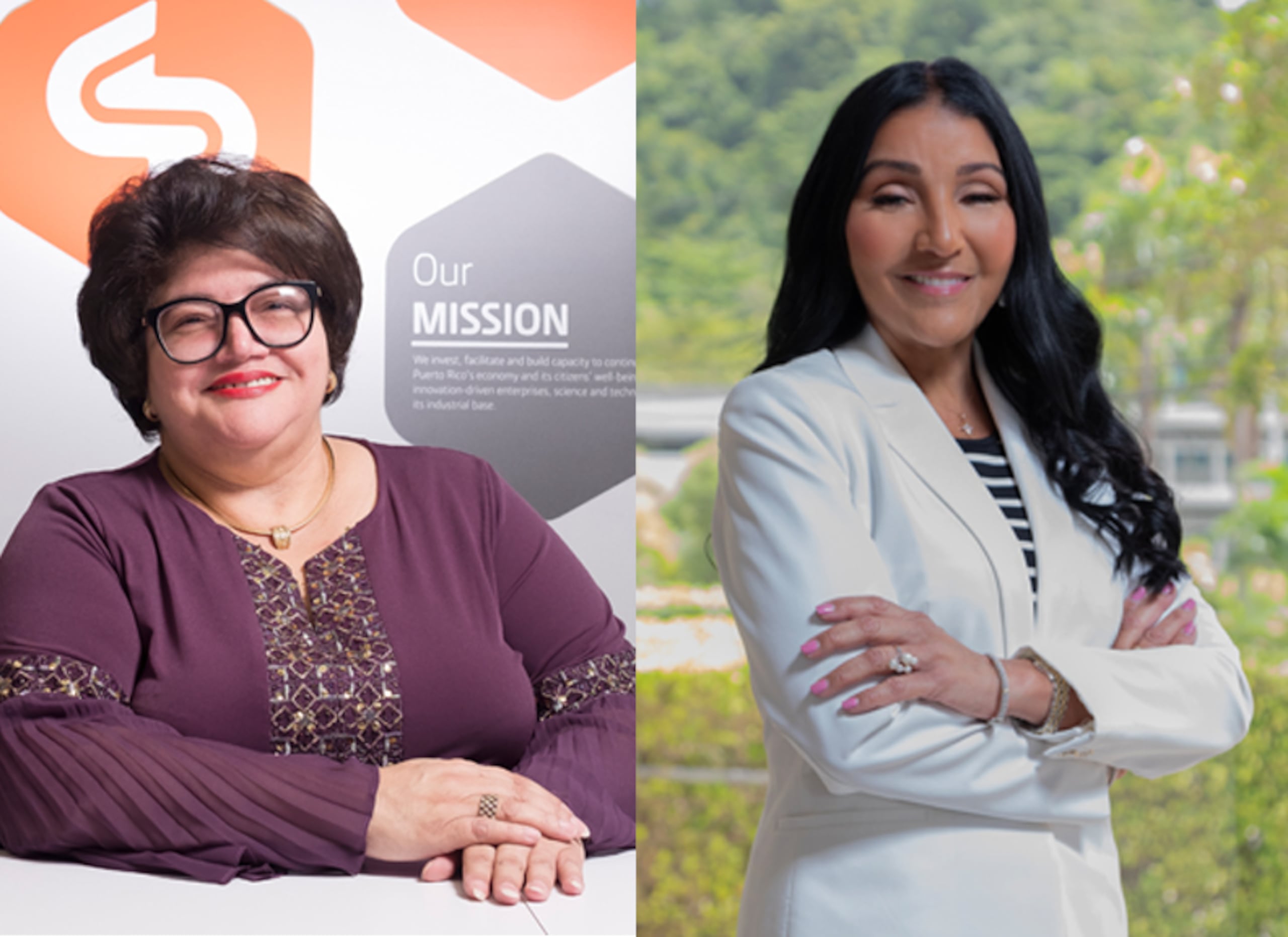 Ingeniera Lucy Crespo, presidenta del Fideicomiso de Ciencias, Tecnología e Investigación de Puerto Rico (izquierda) y CPA Carmen Ramos de Alba, fundadora y presidenta de CRA Financial & Consulting Group.