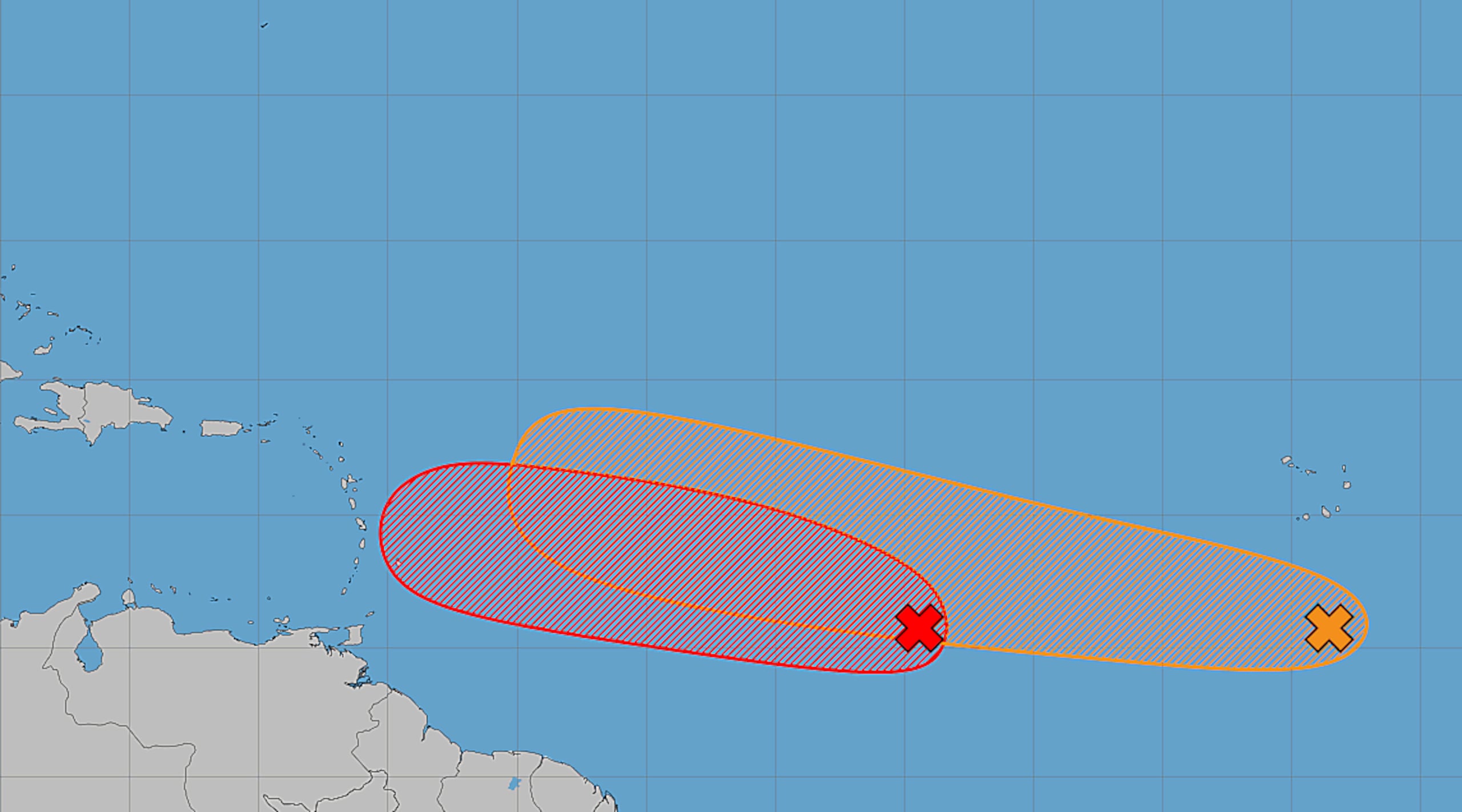Ondas tropicales en el Atlántico central el 12 de agosto de 2026.